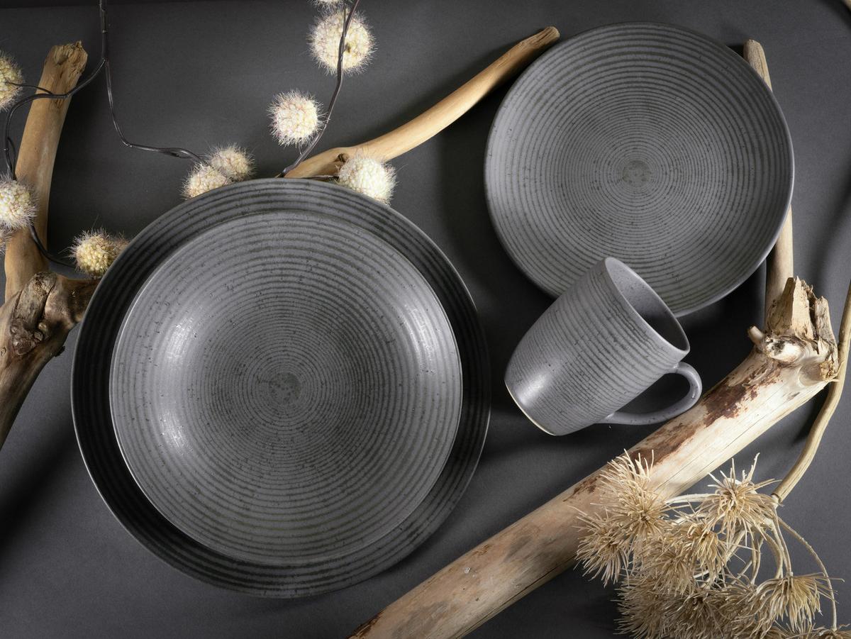 Kombiservice Catania Anthrazit, 16-teilig - Anthrazit, Design, Keramik - Creatable