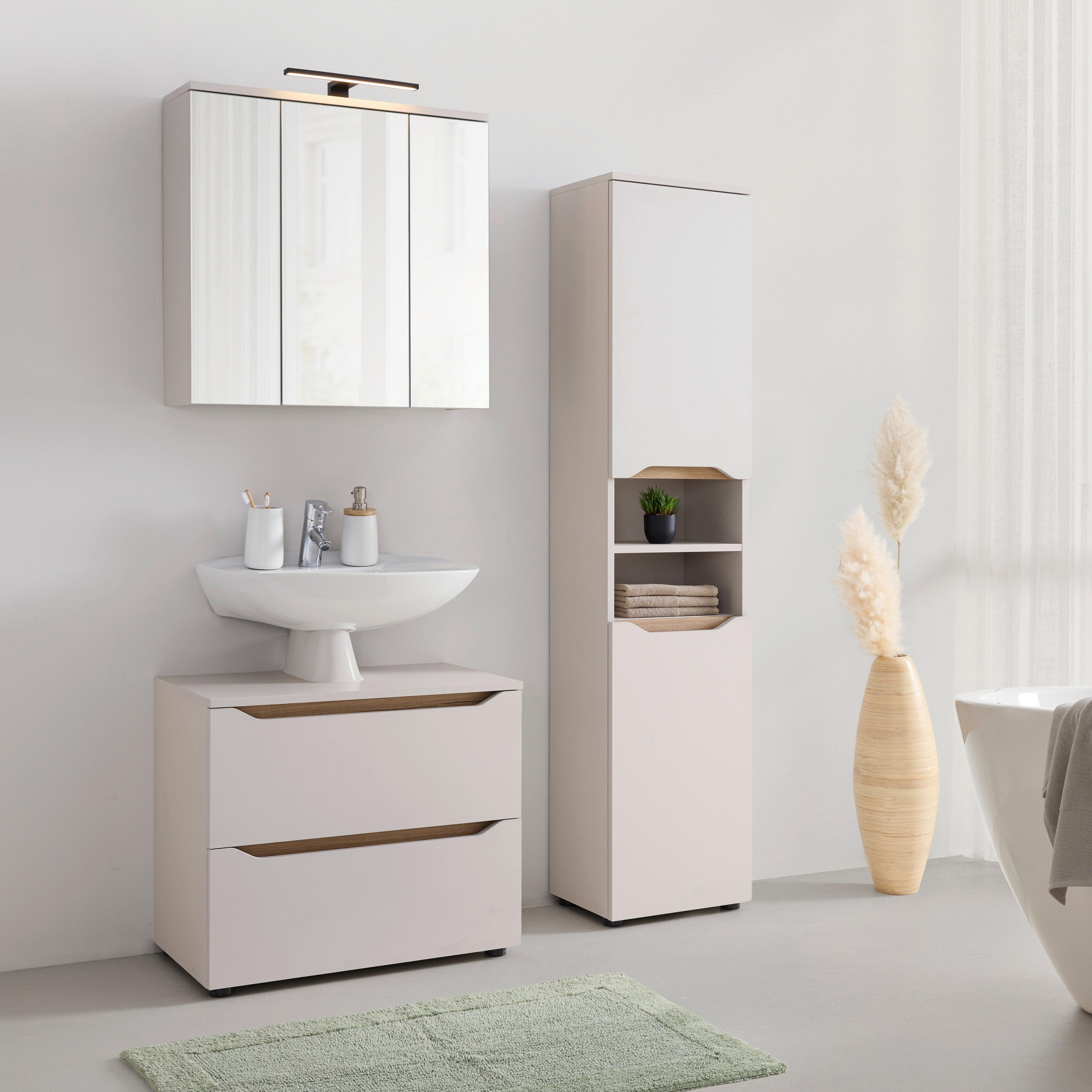 SPEGELSKÅP MALLORCA -EXKLUSIV- - svart/ekfärgad, Modern, metall/trämaterial (70/70/20cm) - Based