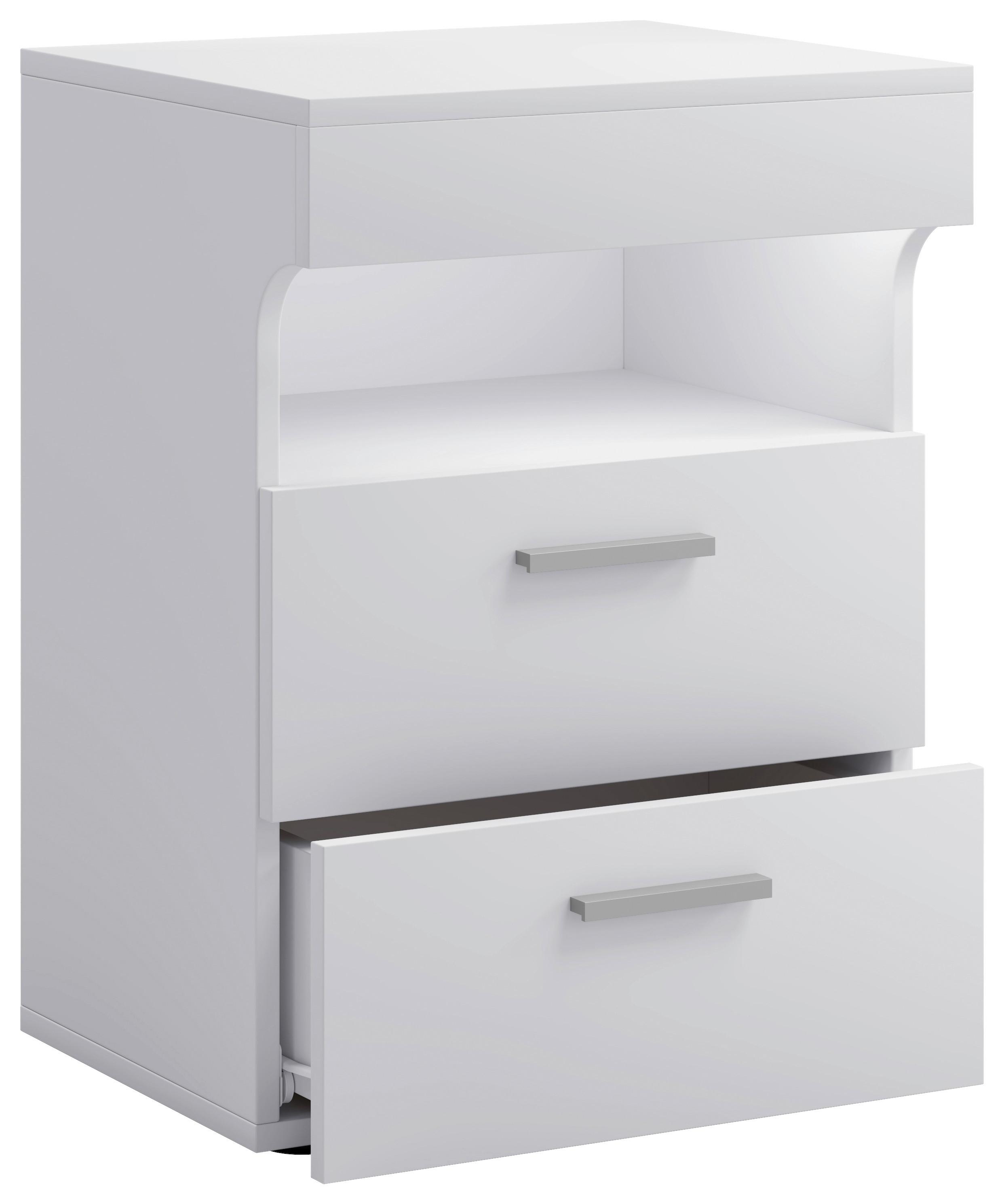 Nachtkästchen Slepal L Weiß - Silberfarben/Schwarz, MODERN, Holzwerkstoff/Kunststoff (45/61/39cm) - MID.YOU