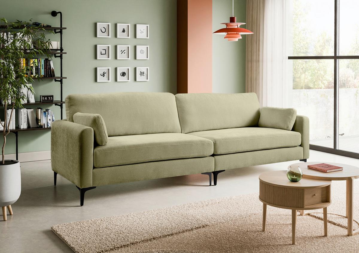 Viersitzer-Sofa Venti Grün - Schwarz/Grün, Basics, Holz/Textil (286/92/97cm) - MID.YOU