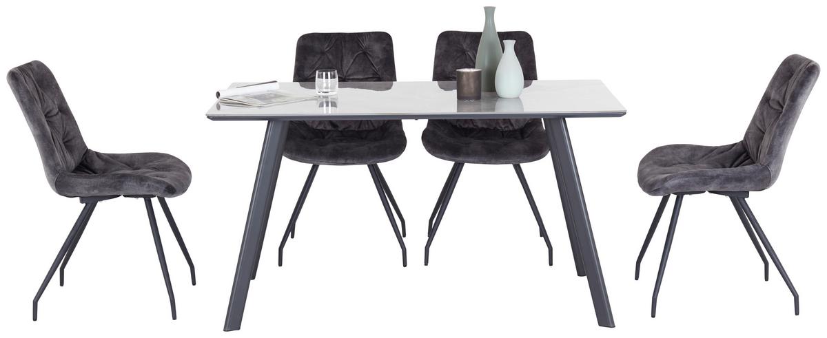 Jedilna Miza George, Črna, Siva, 140x80 - siva/črna, Konvencionalno, kovina/leseni material (140/76/80cm) - Mömax