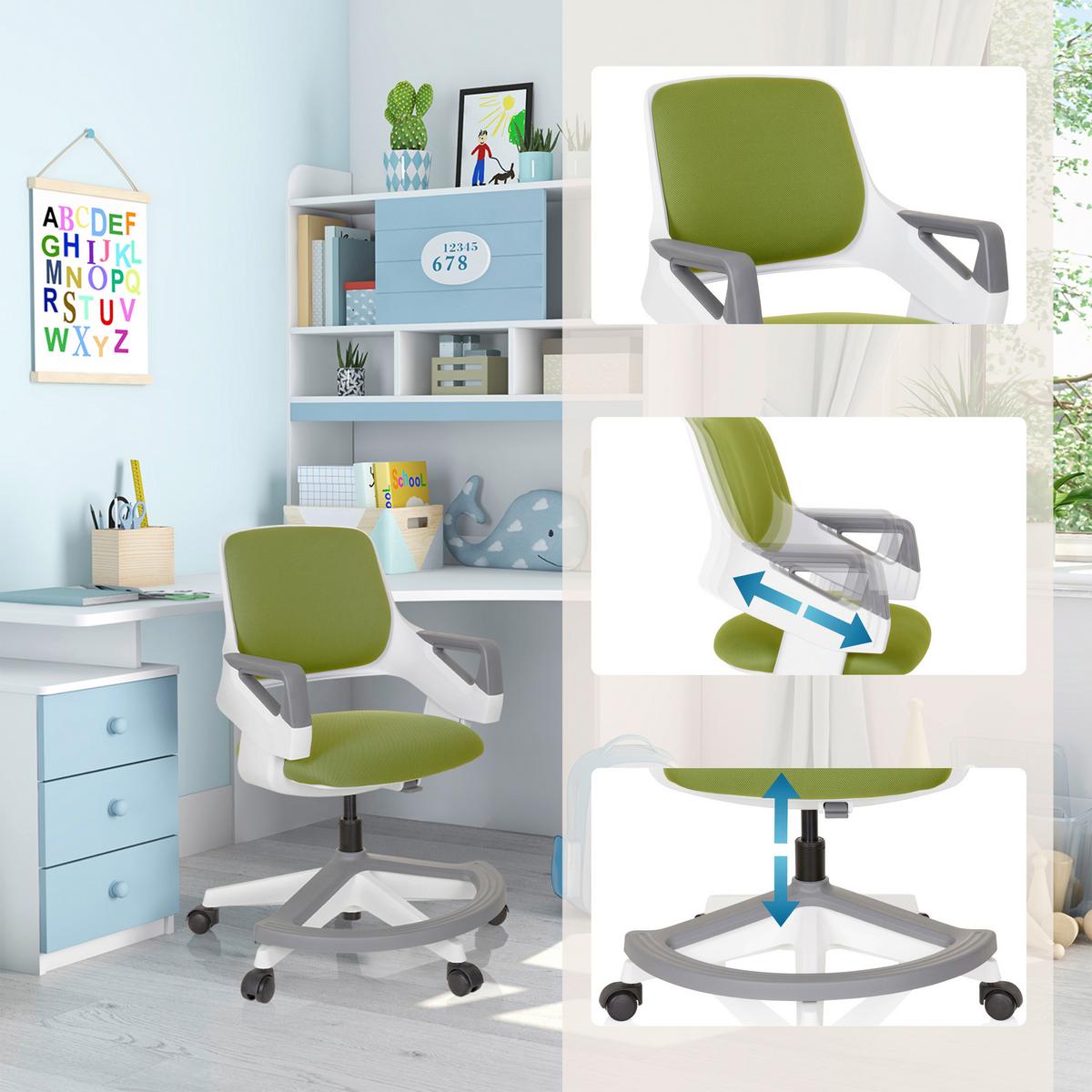 Otroški Vrtljivi Stol Kid Flex, Olivno Zelena - bela/olivno zelena , Moderno, umetna masa/tekstil (53/80 - 93/60cm) - MID.YOU