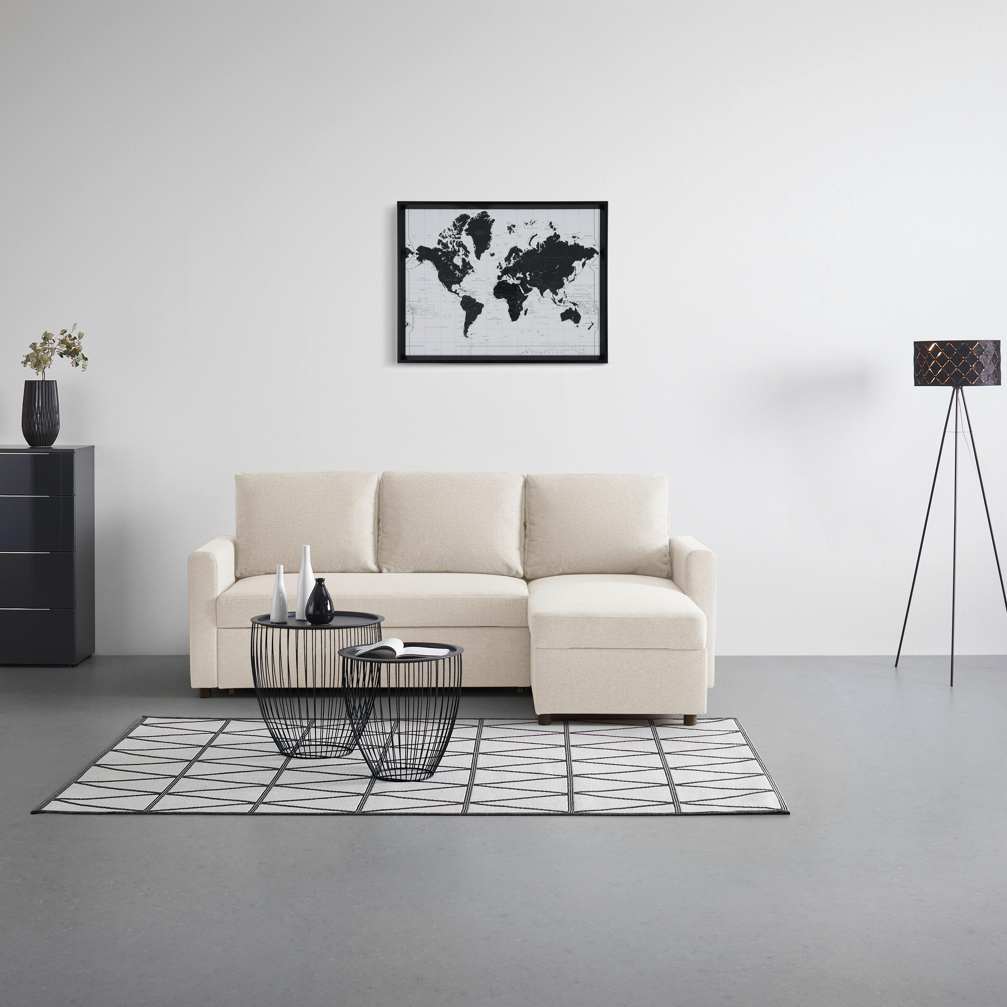 Wohnlandschaft Victoria Beige - Beige/Schwarz, MODERN, Holz/Holzwerkstoff (215/82/145cm) - Based