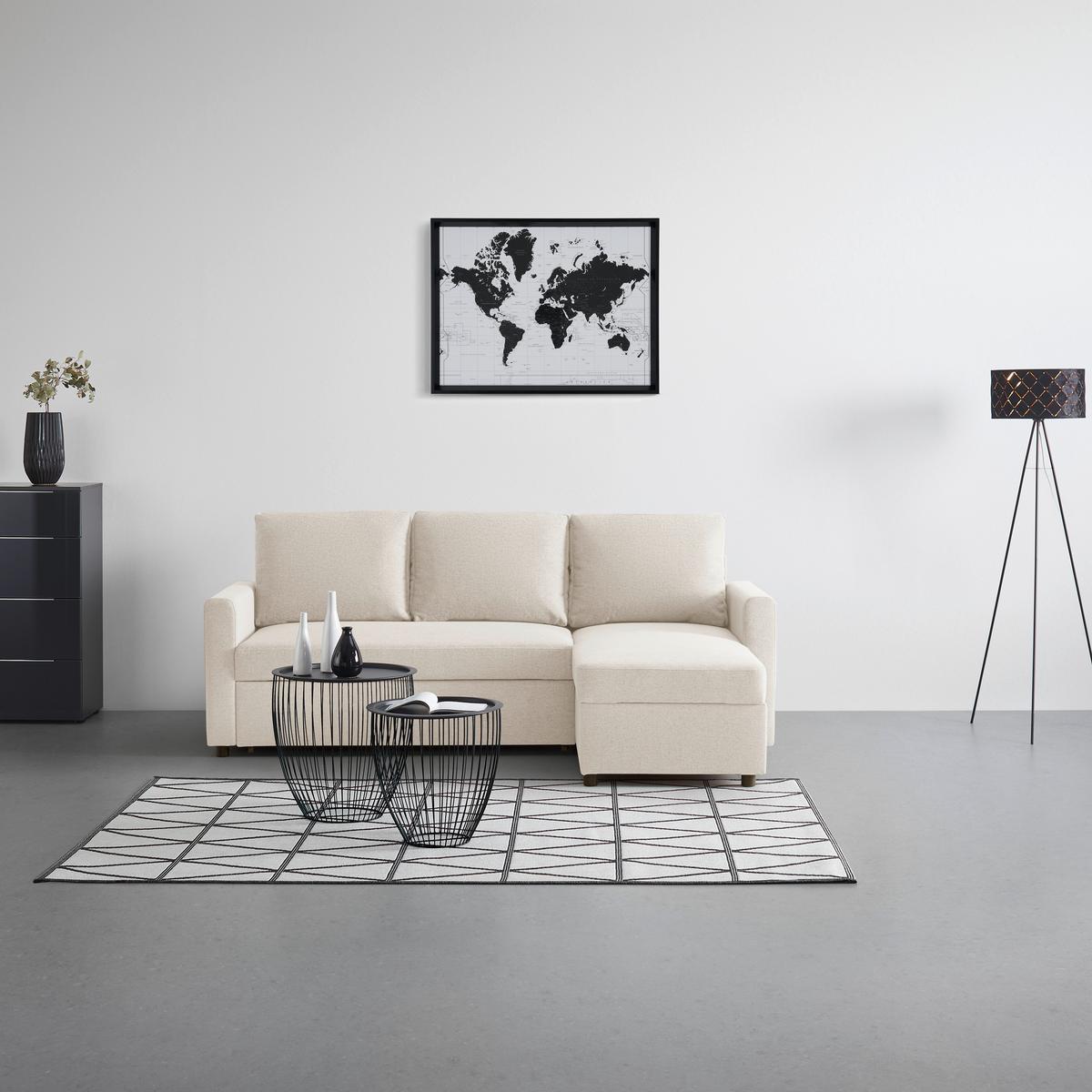 Wohnlandschaft Victoria Beige - Beige/Schwarz, MODERN, Holz/Holzwerkstoff (215/82/145cm) - Based