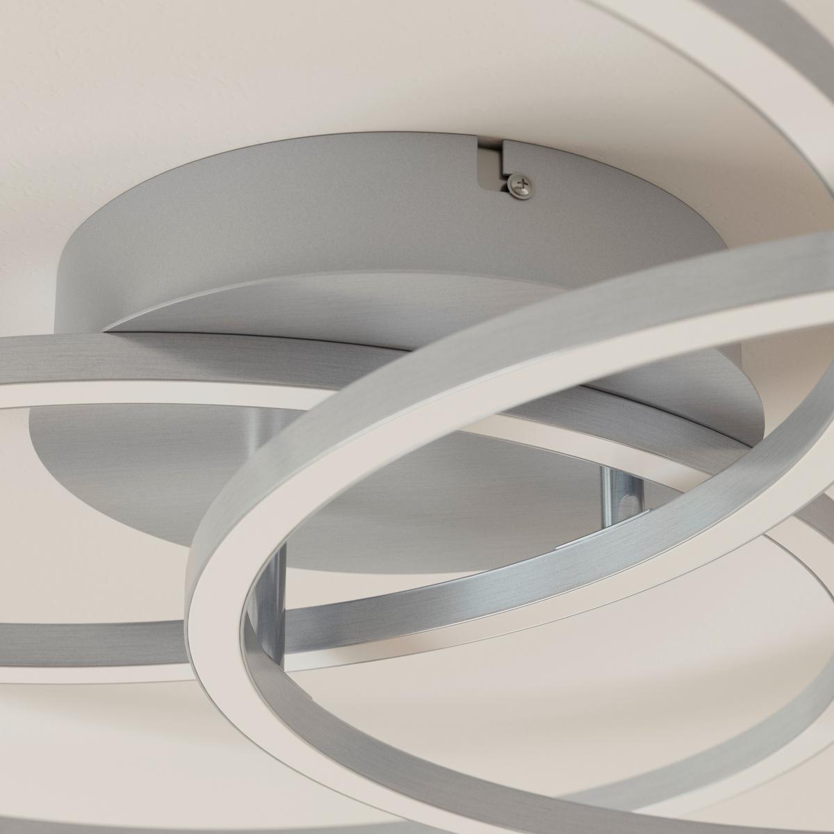 LAMPA SUFITOWA LED FONTANA *SBN* - kolor aluminiowy, Design, tworzywo sztuczne/metal (71/52/9cm) - Novel