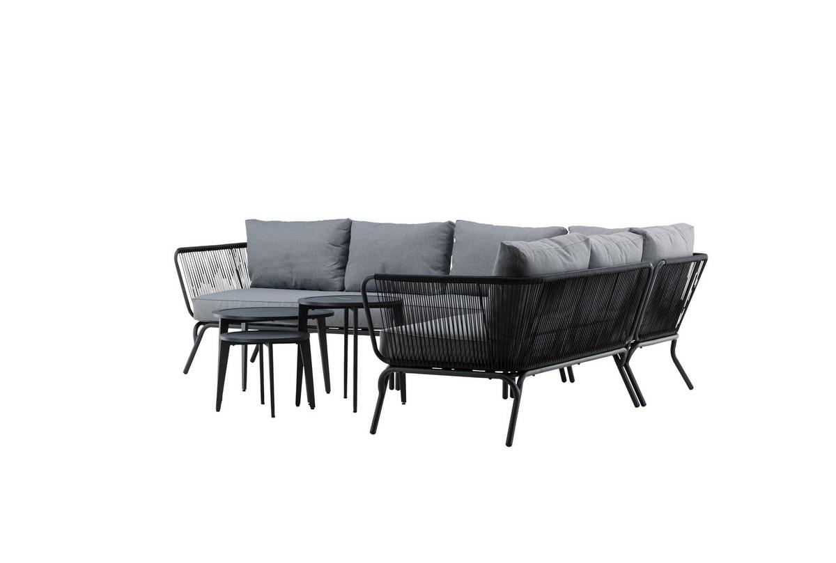 Dining-Loungeset Roxo ca. 283x221 cm Schwarz - Schwarz/Grau, KONVENTIONELL, Textil/Metall - Gardenson