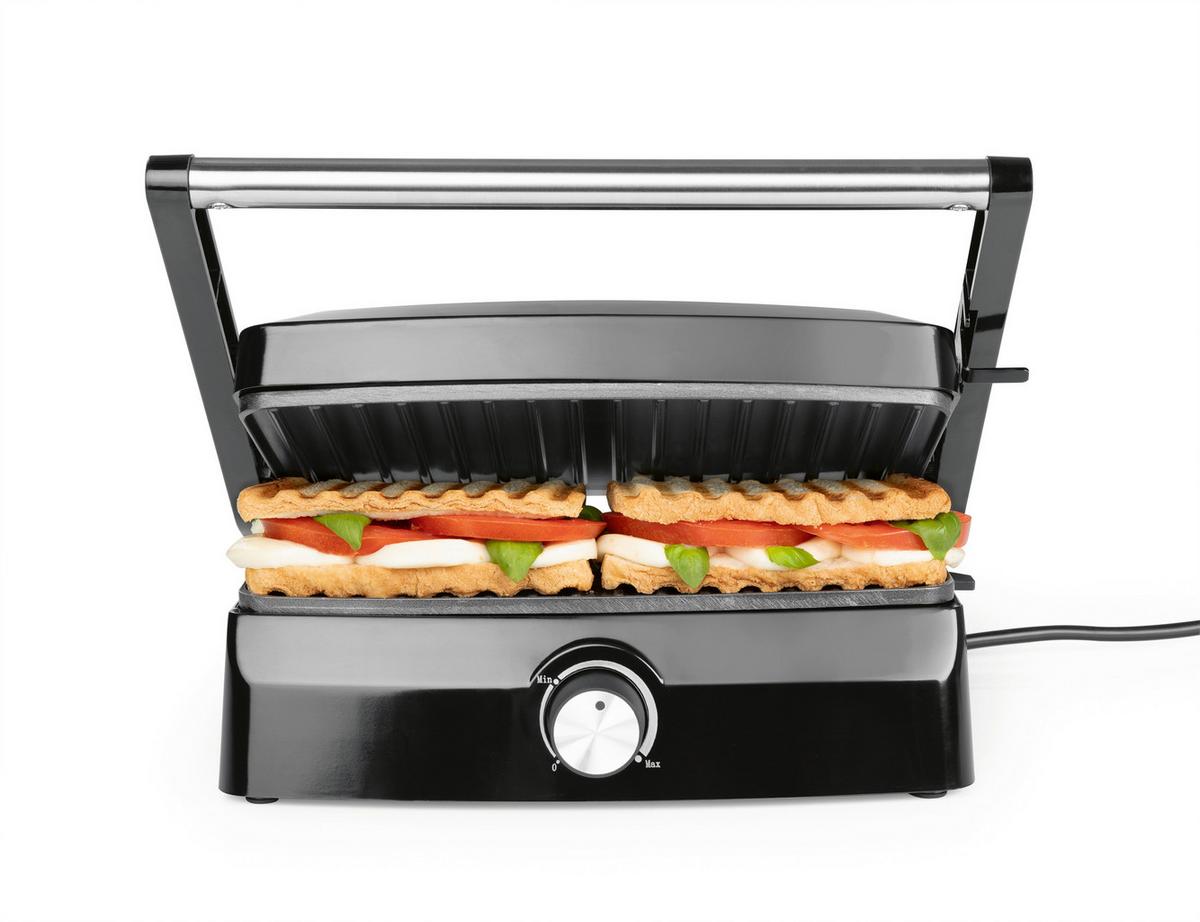 Kontaktgrill Gourmetmaxx Schwarz/Edelstahlfarben - Edelstahlfarben/Schwarz, MODERN, Kunststoff/Metall (26,8/22,9/13cm)