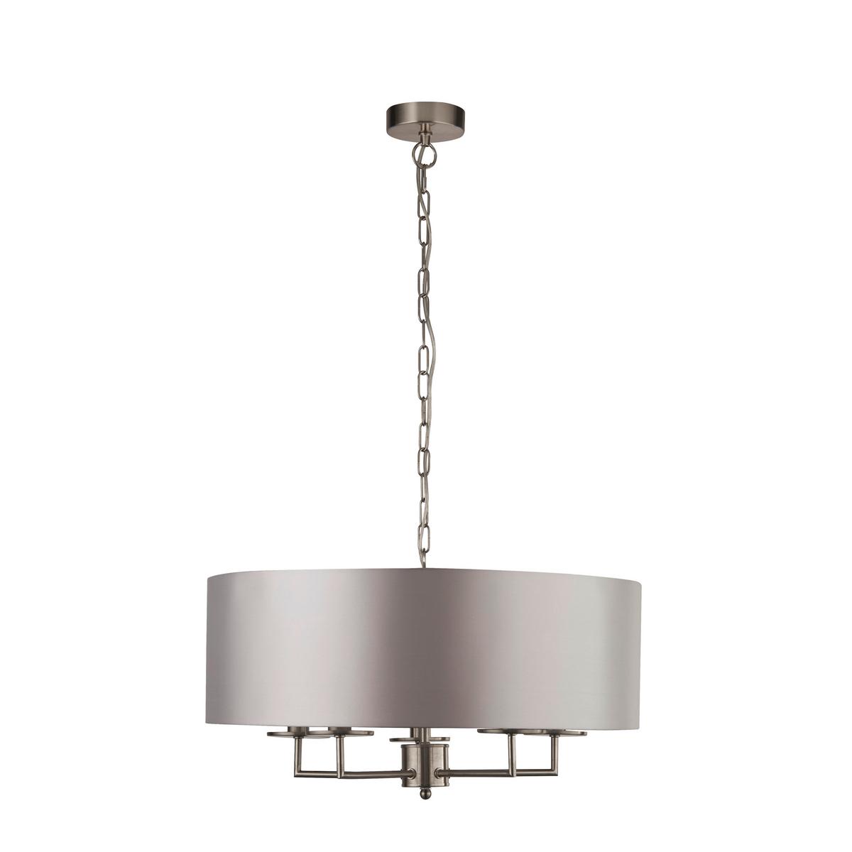 Függőlámpa Knightsbridge 4785-5ss - ezüstszínű/fehér, Design, textil/fém (55/123cm)