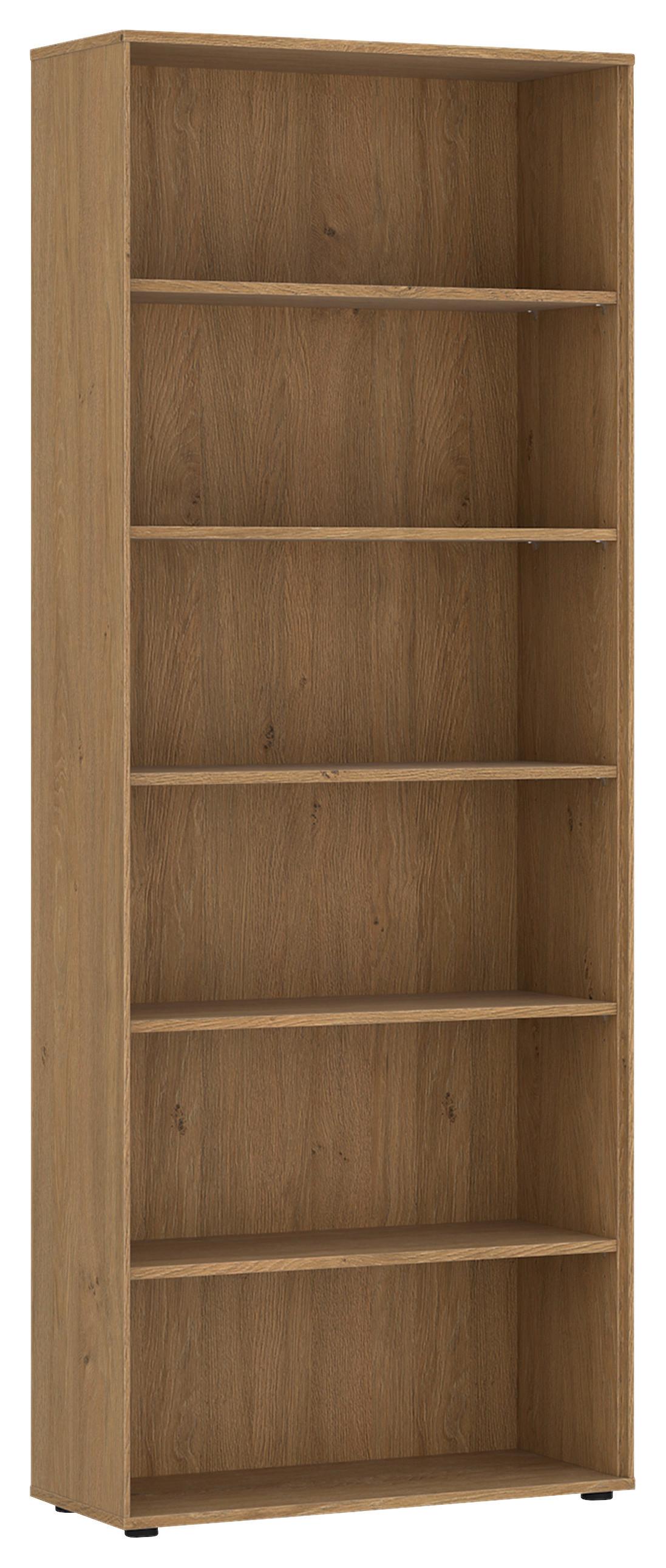 Polica Calzado - boje hrasta/crna, Moderno, drvni materijal/plastika (75/200/35cm) - Modern Living