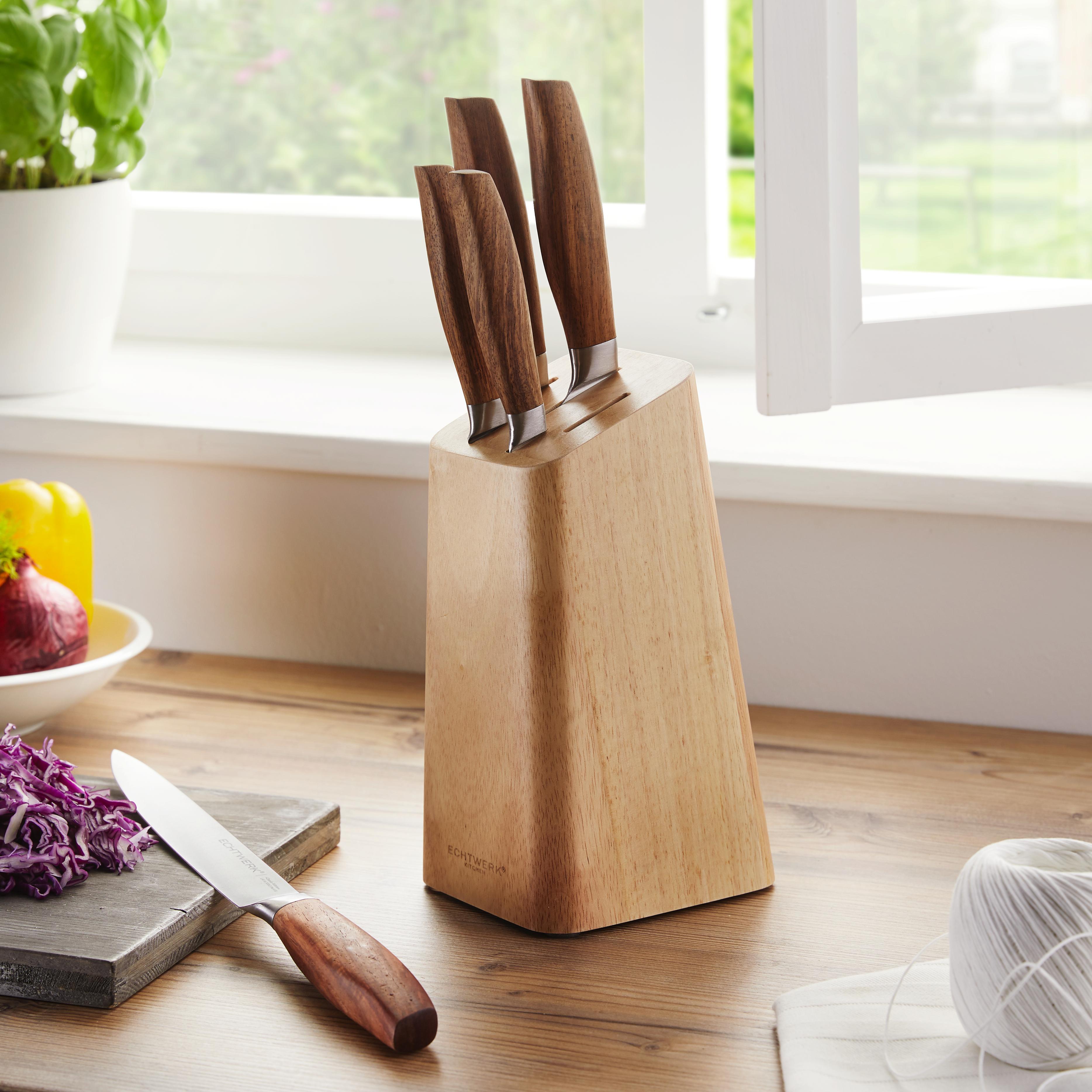 Echtwerk Messerblock 6-teilig - Silberfarben/Braun, KONVENTIONELL, Holz (10,5/22,7/12,7cm) - Echtwerk