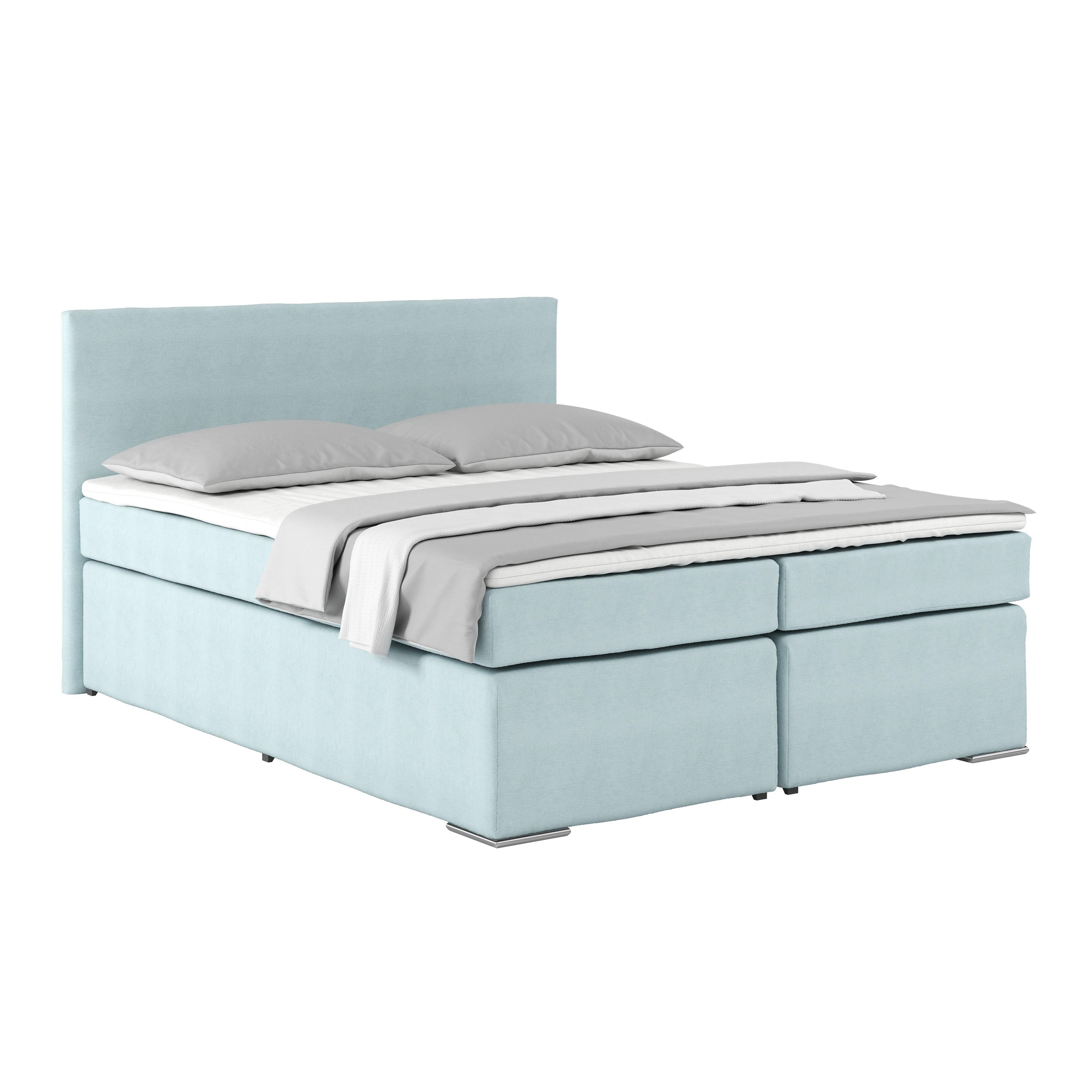 Boxspring Krevet Nero - boje kroma/svijetlo plava, Konventionell, tekstil/metal (160/200cm)