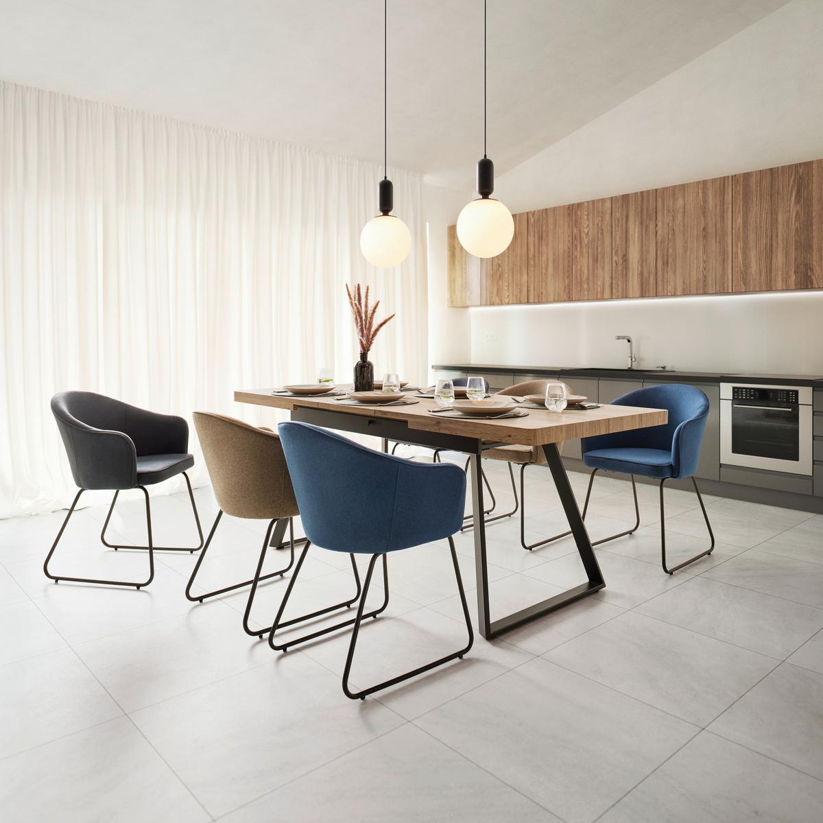 Raztegljiva Miza Ivano - črna/barve hrasta, Moderno, kovina (160-200/90/76cm) - Bessagi Home