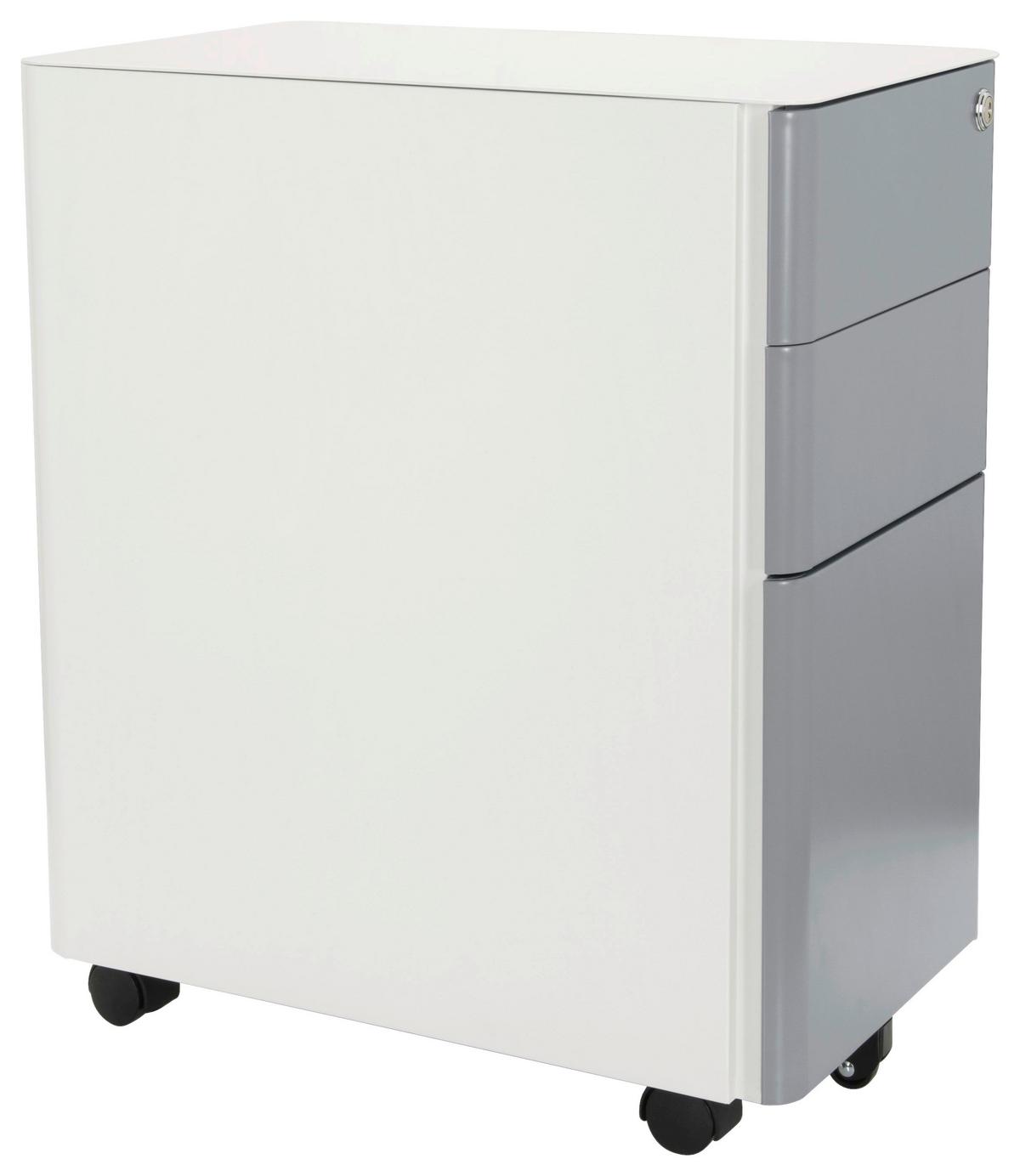 Predalnik Na Kolescih Color I, Bela, Siva - siva/bela, Moderno, kovina/umetna masa (30/59/50cm) - MID.YOU