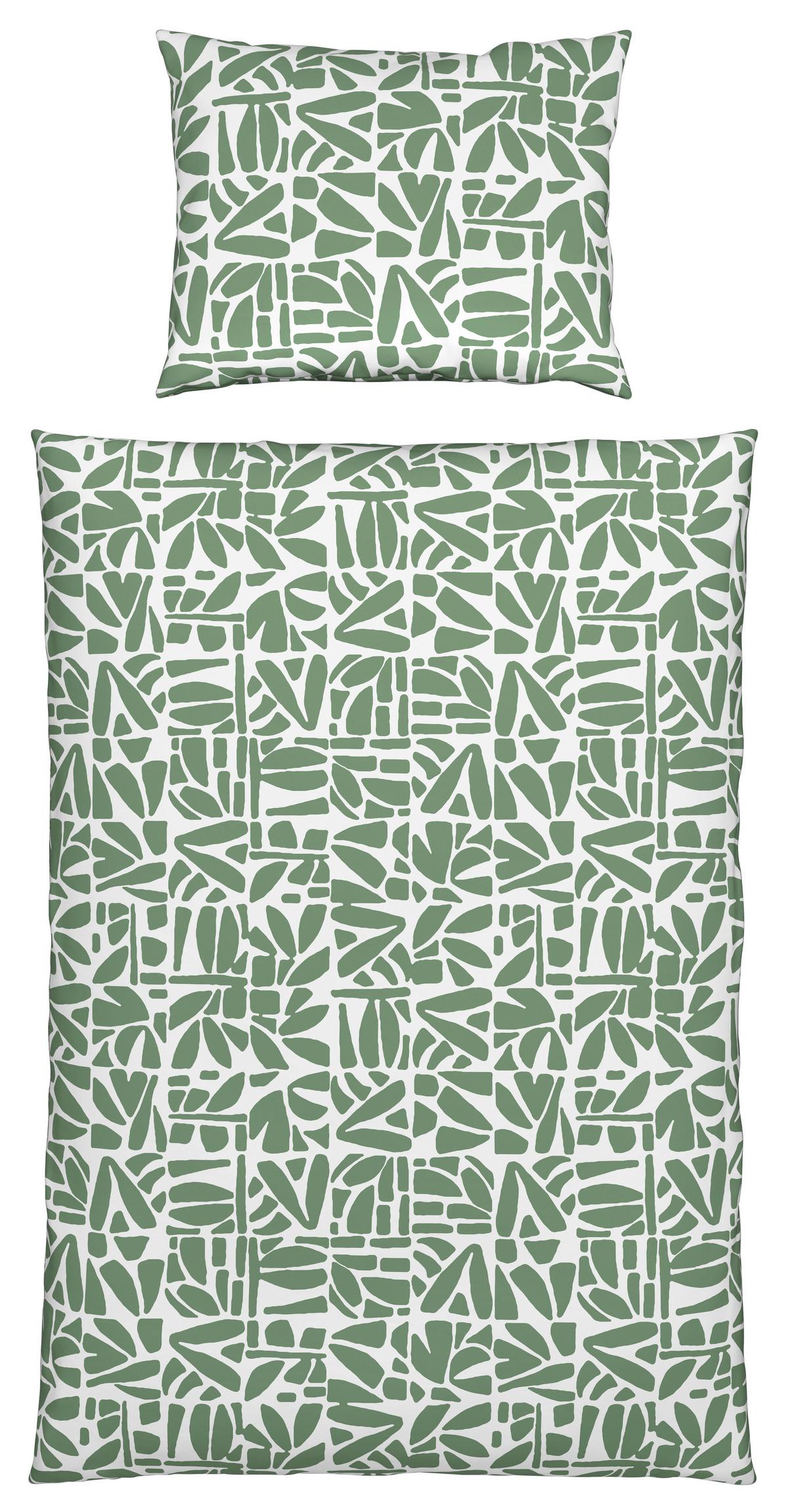 BETTWÄSCHESET BRITTA - Weiss/Grün, Modern, Textil (160/210cm) - Mömax