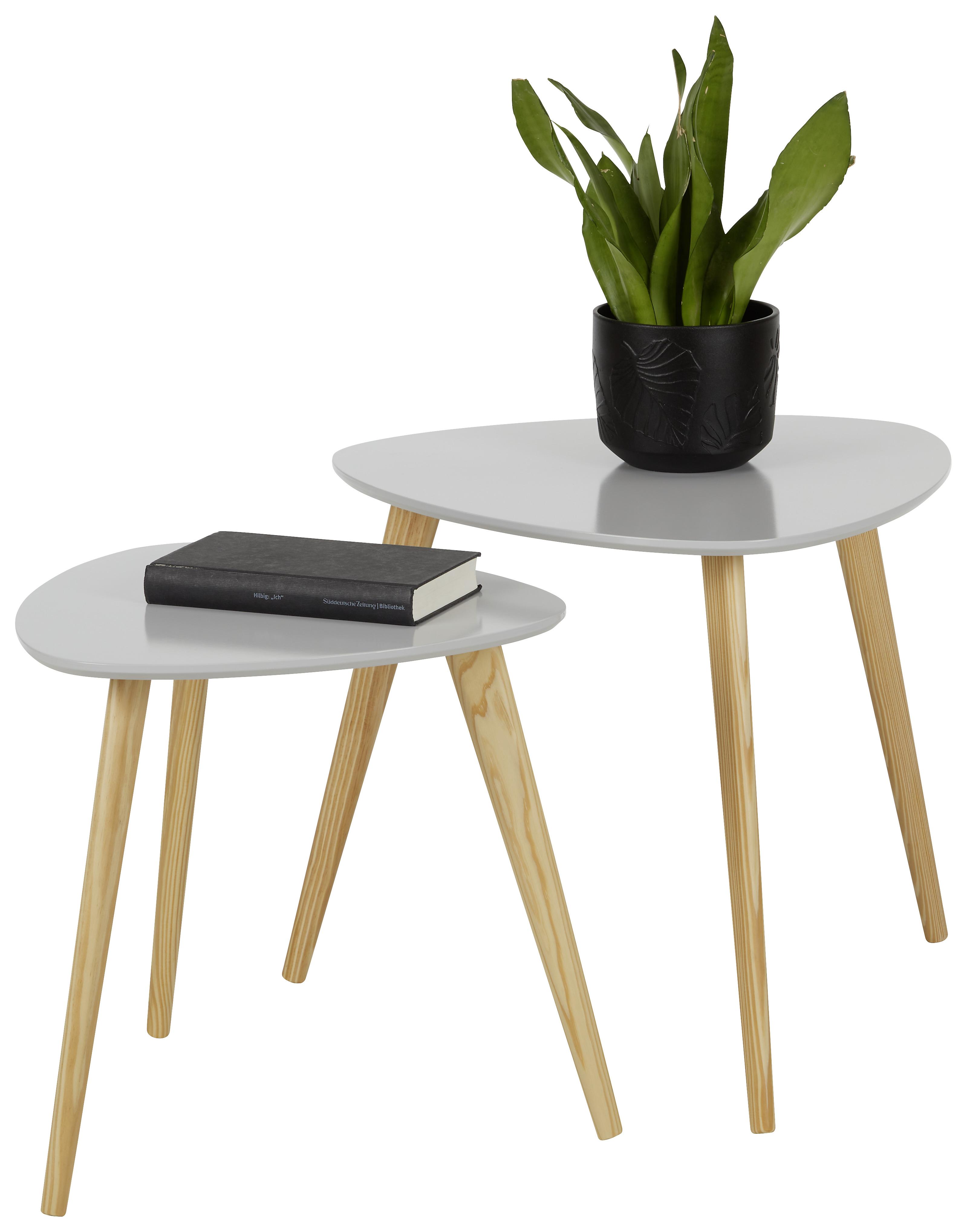 SIDOBORD SET CHRIS -SB- - ljusgrå/naturfärgad, Modern, trämaterial/trä (40-48/40-45/40-48cm) - Mömax