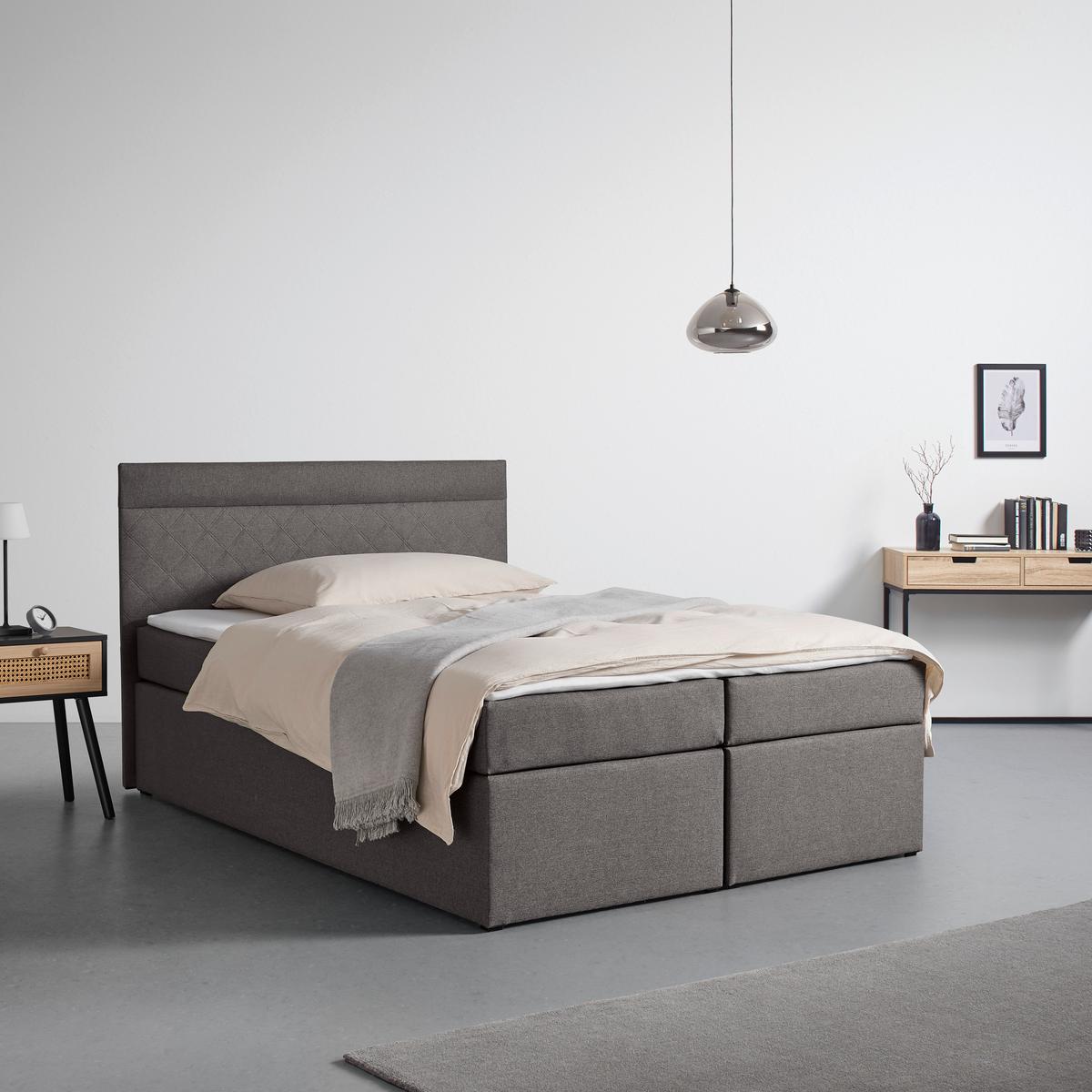 Box Ágy Rosa - szürke, Modern, faalapú anyag/textil (140/200cm) - Bessagi Home