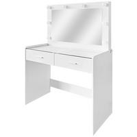 Măsuță de machiaj MILA - alb, Trend, sticlă/material pe bază de lemn (95/140/44cm) - Modern Living