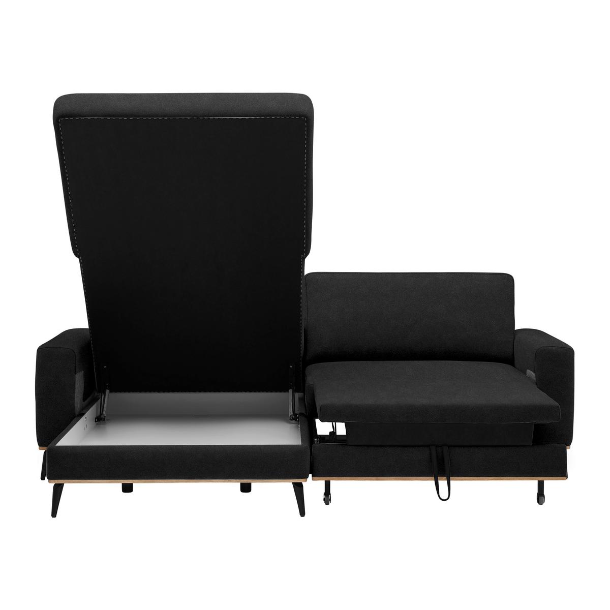 Wohnlandschaft Romeo Schwarz - Schwarz, KONVENTIONELL, Textil/Metall (167/87/234cm) - Zandiara
