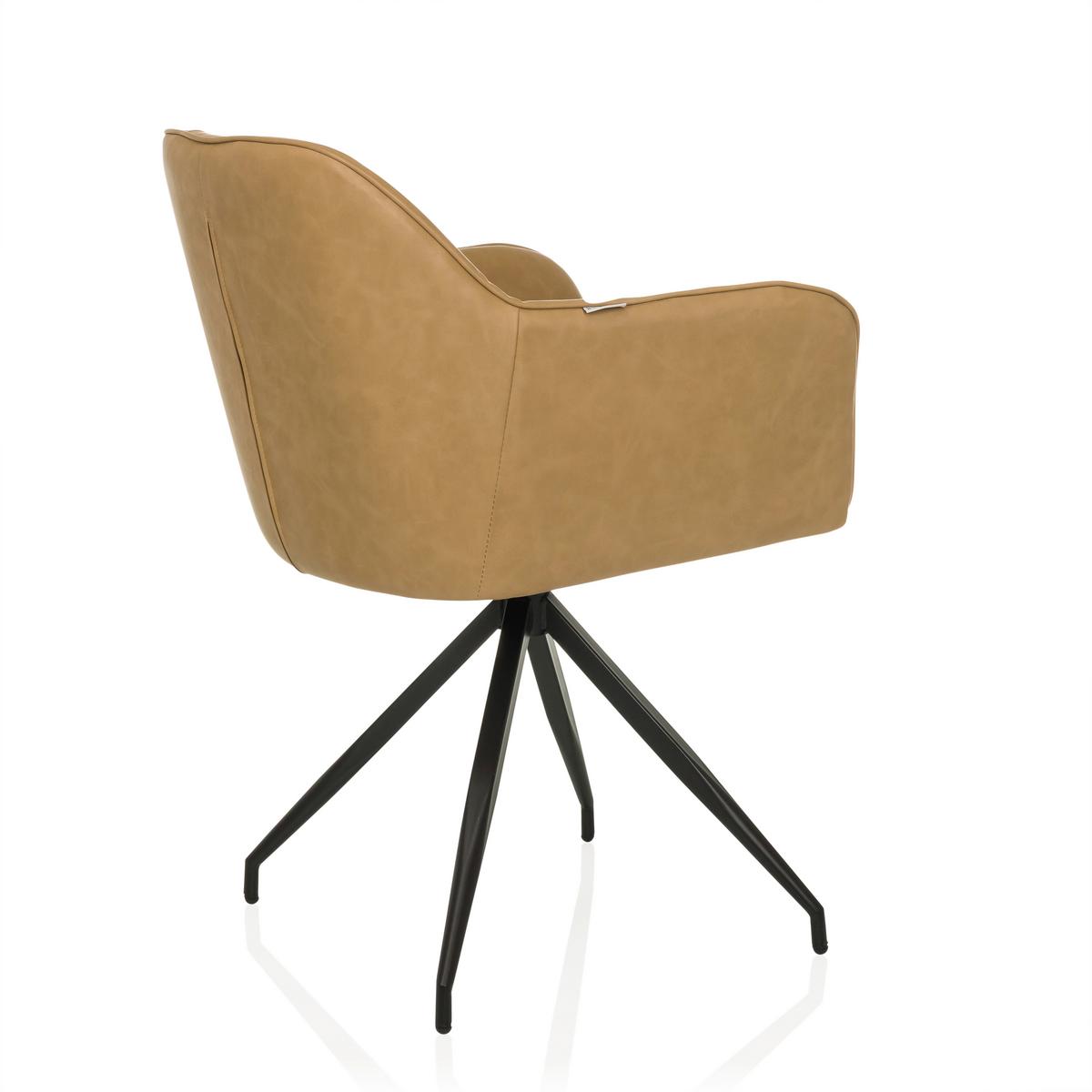 Naslanjač Elverum Spu, Barva Konjaka - črna/barve konjaka, Moderno, kovina/usnje (61/90/56cm) - MID.YOU