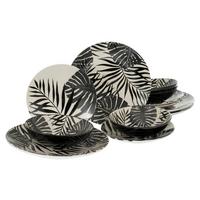 Kombinirani Servis Tropicana Black, 12-Delni - črna/bela, Basics, keramika - Creatable