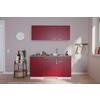 Miniküche Economy m. Geräten Rot B: ca. 150 cm - Edelstahlfarben/Rot, Basics, Holzwerkstoff/Kunststoff (150cm) - Respekta