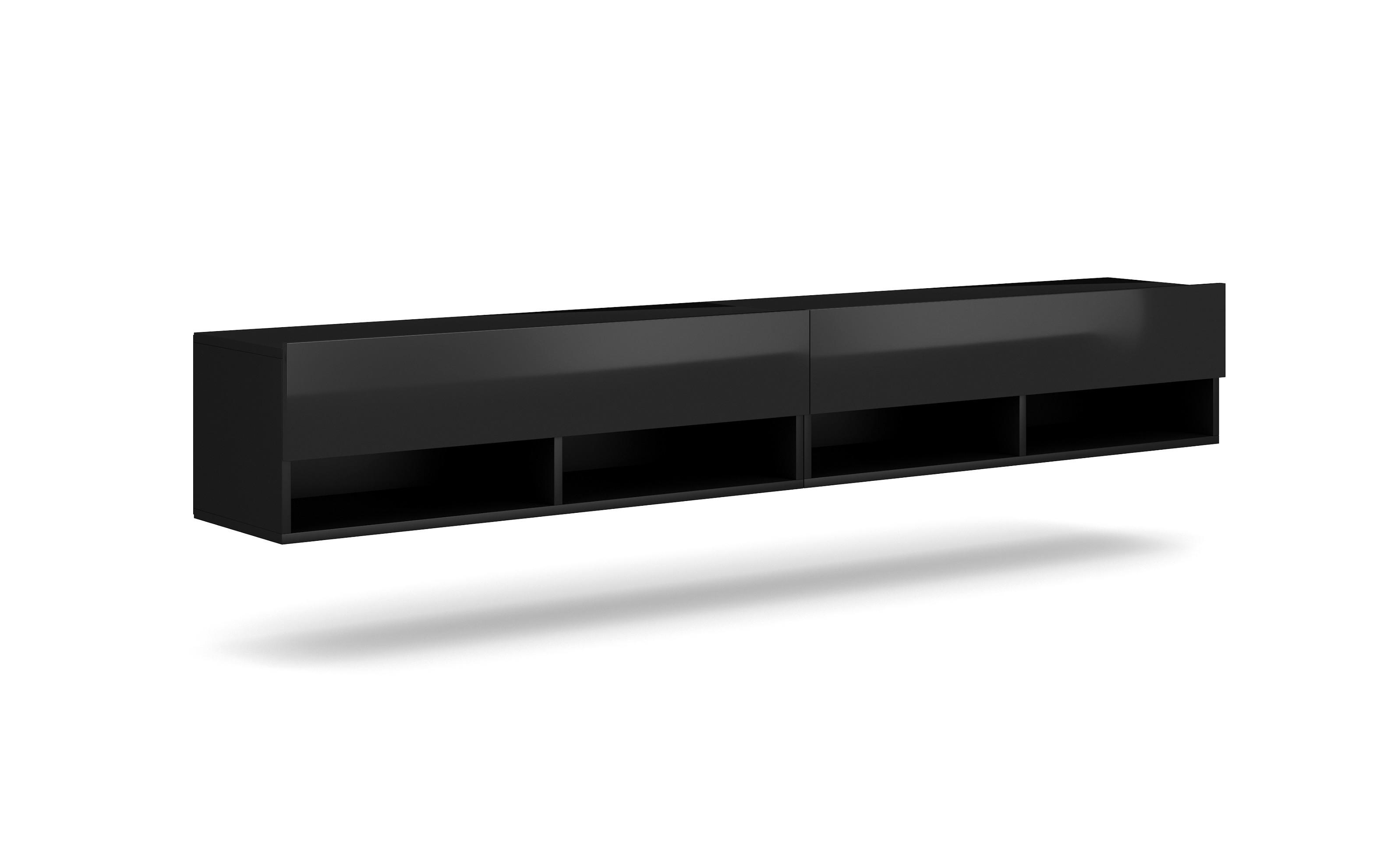 Lowboard Derby 280 Schwarz - Schwarz Hochglanz/Schwarz, Design, Holzwerkstoff/Kunststoff (280/31/33cm) - MID.YOU