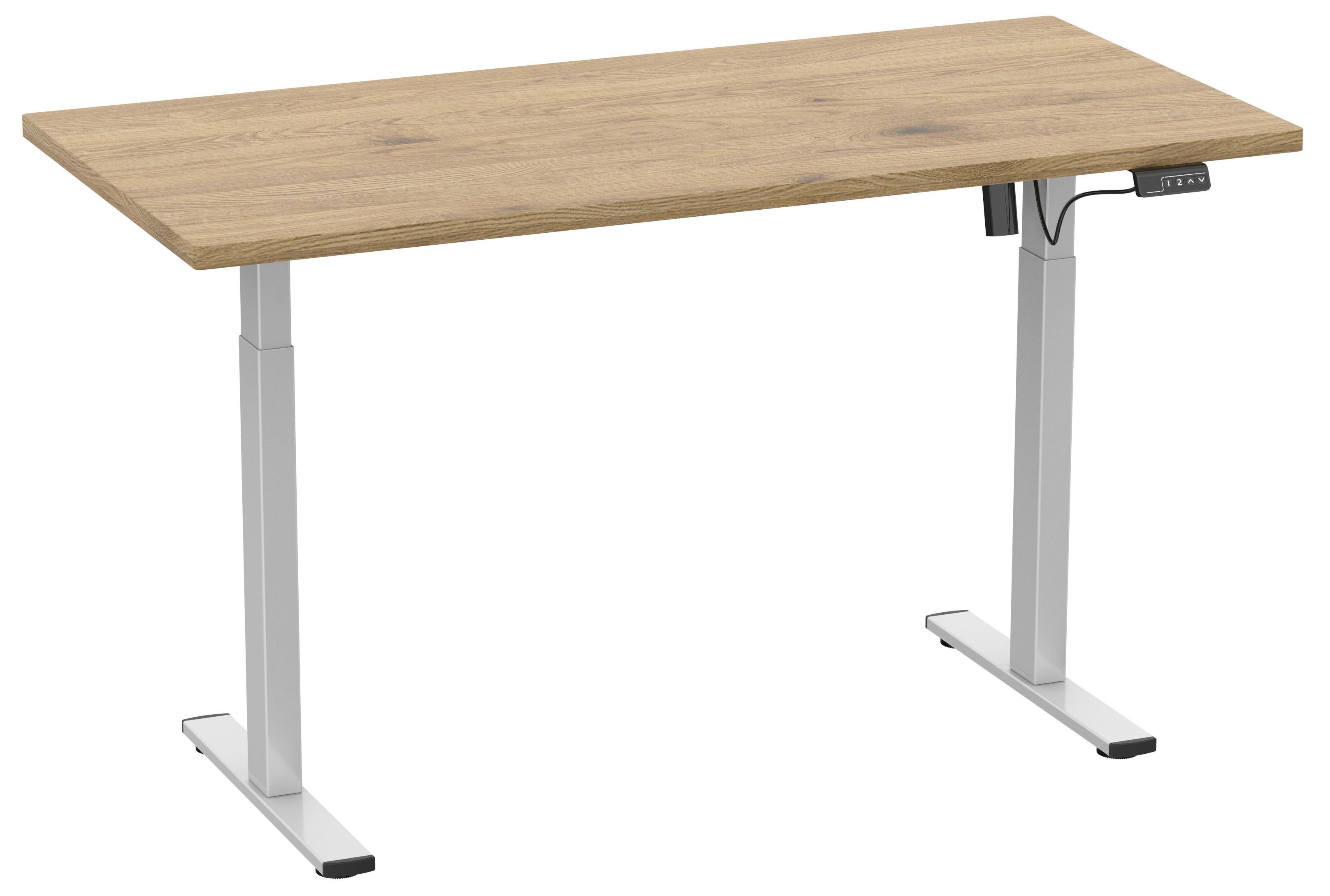 SCHREIBTISCH E-LONA - Honigeiche/Silberfarben, Design, Holzwerkstoff/Metall (110/71/80cm) - MID.YOU