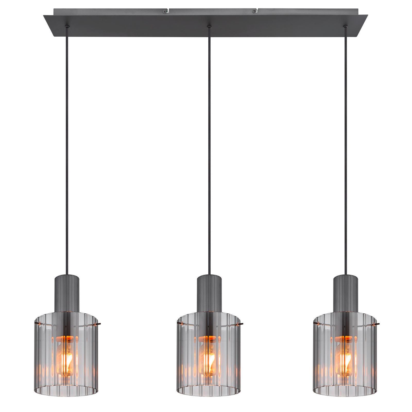 Hängeleuchte Tulivar Dunkelgrau max. 40 Watt - Dunkelgrau, Design, Glas/Metall (98/18/120cm) - Globo