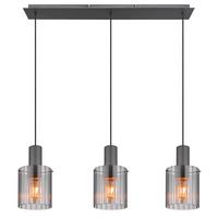 Hängeleuchte Tulivar Dunkelgrau max. 40 Watt - Dunkelgrau, Design, Glas/Metall (98/18/120cm) - Globo
