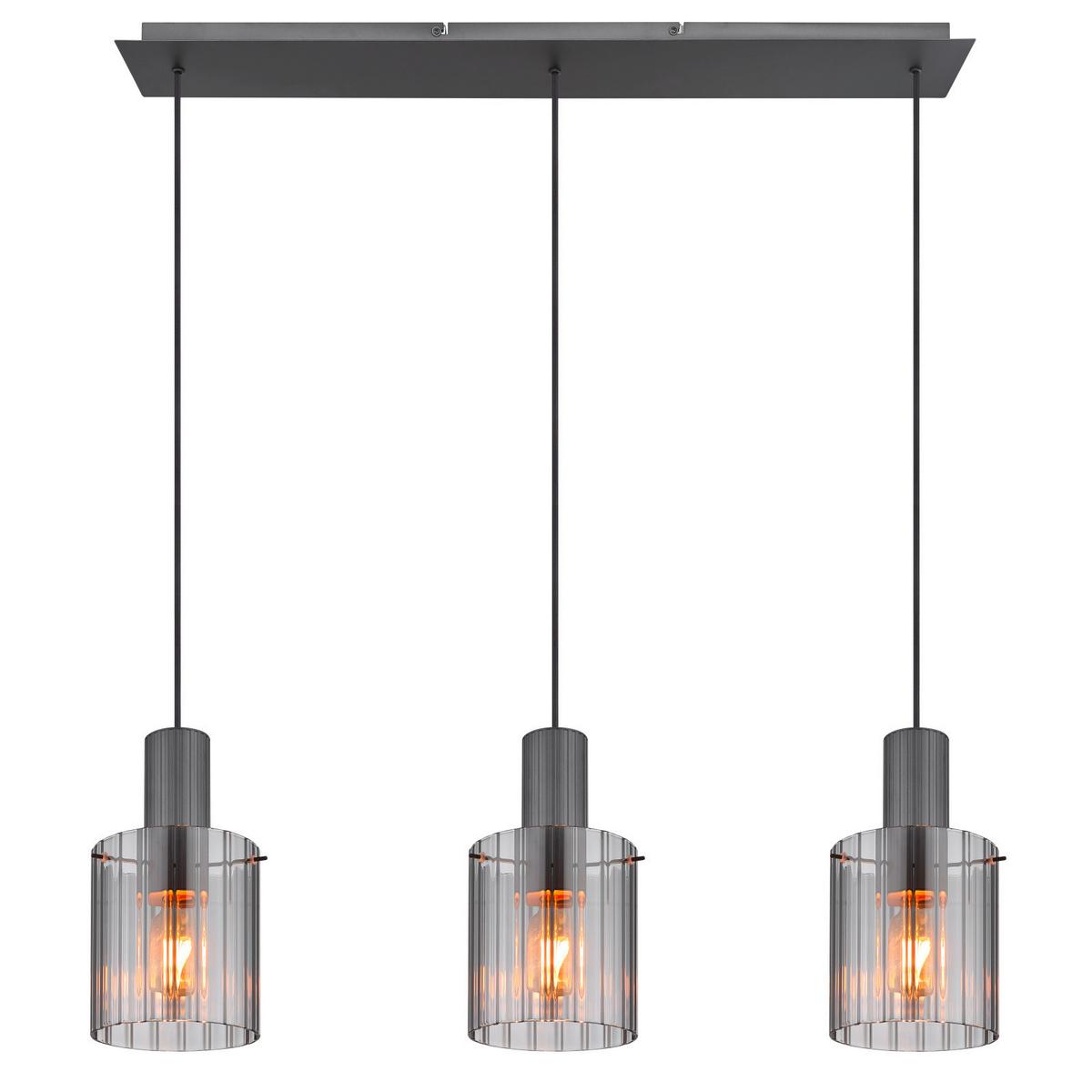 Hängeleuchte Tulivar Dunkelgrau max. 40 Watt - Dunkelgrau, Design, Glas/Metall (98/18/120cm) - Globo