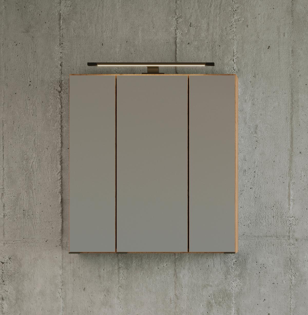 SZAFKA Z LUSTREM MANCHESTER - kolor dębowy, Modern, materiał drewnopochodny/szkło (60/64/20cm) - Held