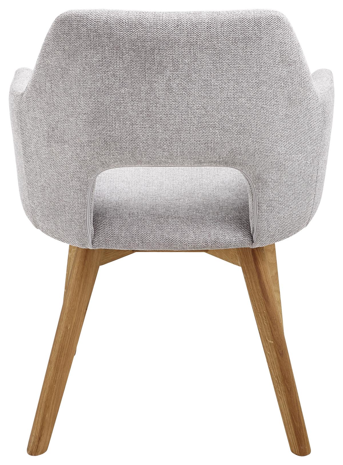 KRZESŁO Z PODŁOKIETNIKAMI EVITA - kolor dębowy/jasnoszary, Design, tkanina/drewno (57/84/57cm) - Voleo