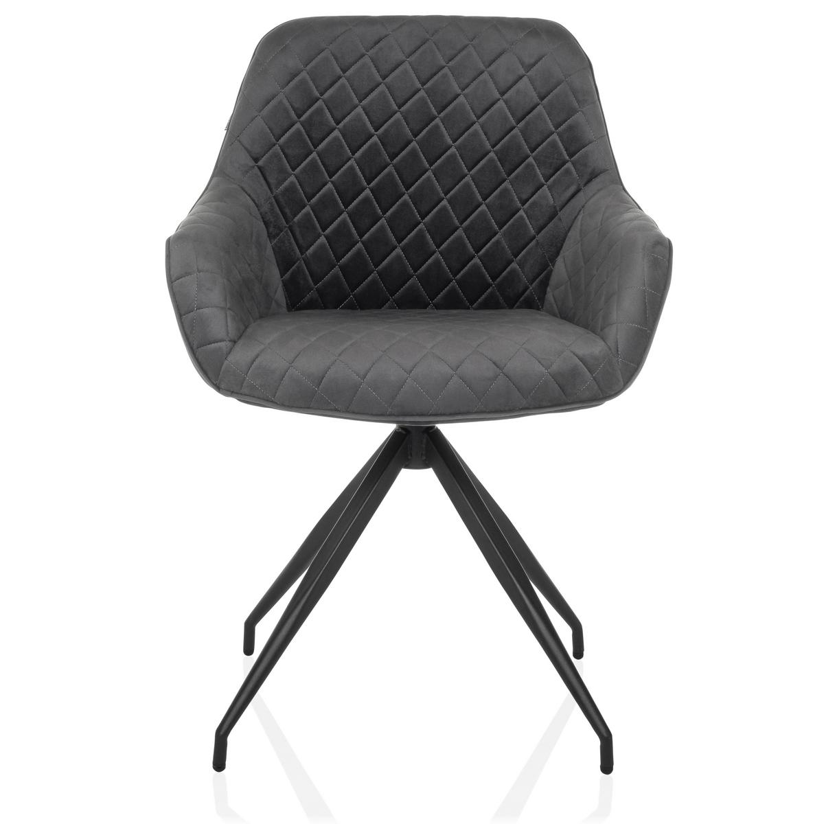 Naslanjač Elverum, Siva - siva/črna, Moderno, kovina/tekstil (58/87/57cm) - MID.YOU