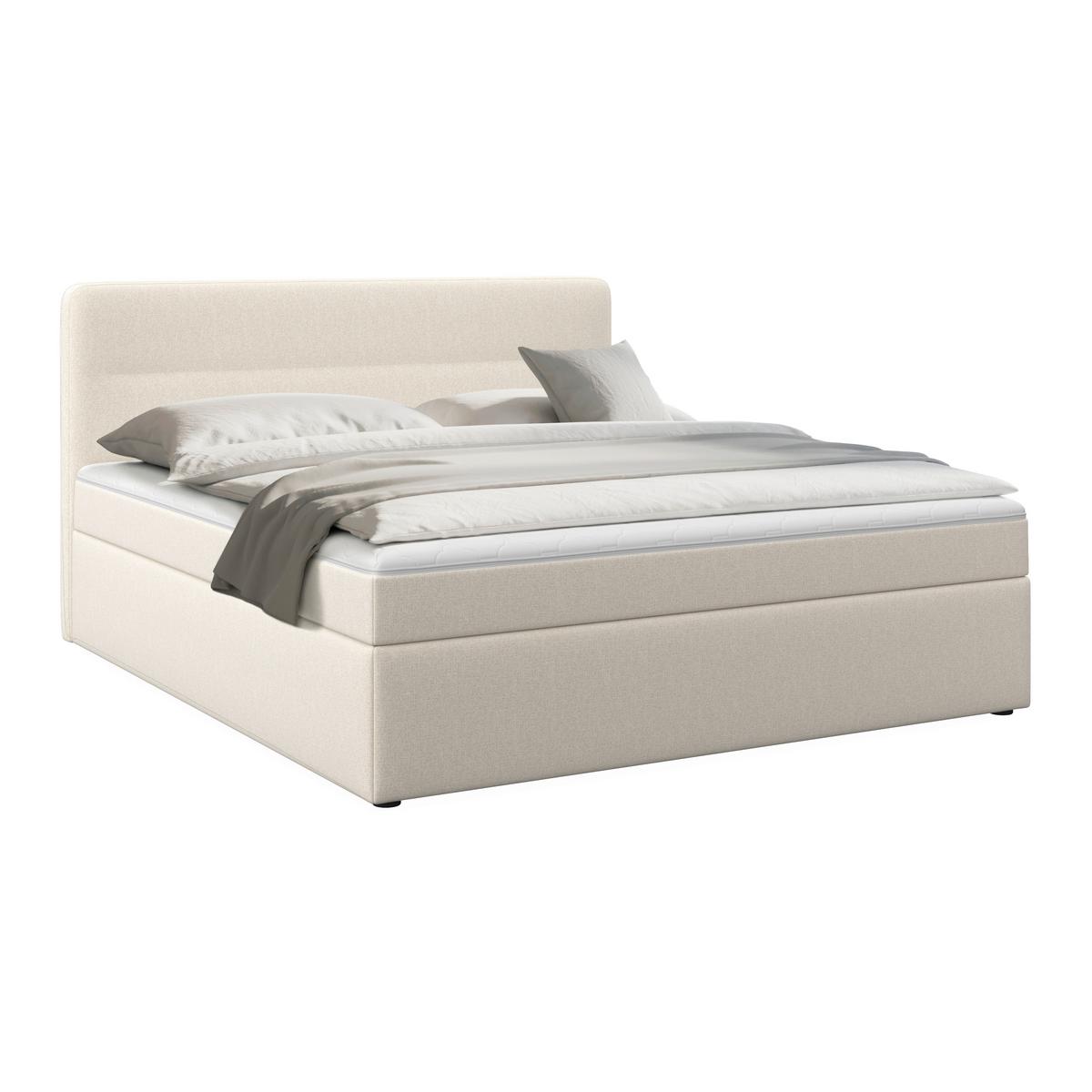 Boxbett Marco ca. 160x200 cm Creme mit Topper - Creme/Schwarz, Modern, Holz/Kunststoff (160/200cm) - Bessagi