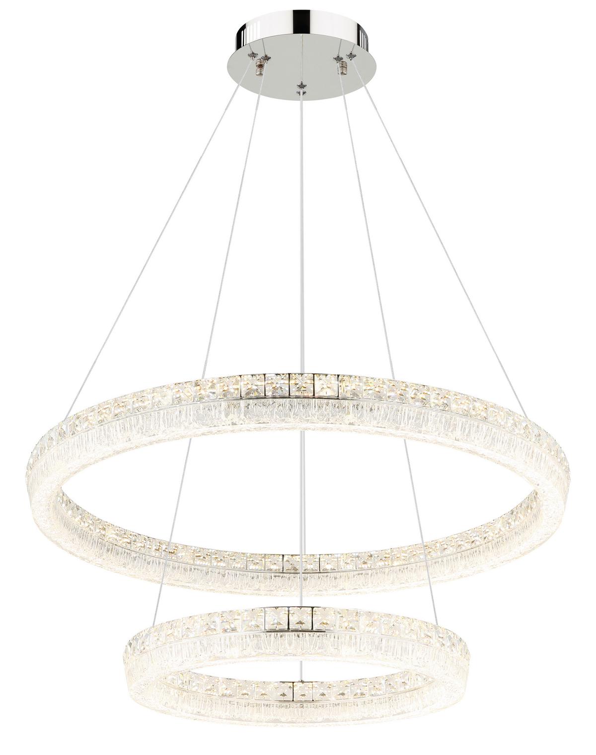 Led Viseća Svjetiljka Laurel - prozirno/boje kroma, Design, staklo/metal (80/120cm) - Globo