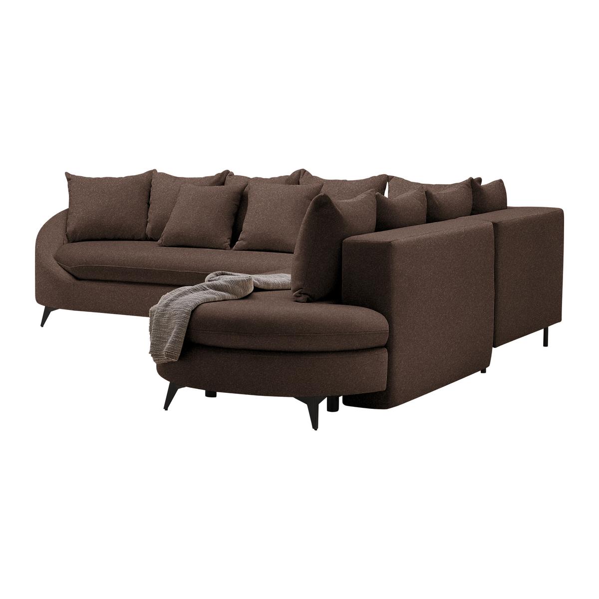 Ecksofa Axel Braun - Schwarz/Braun, MODERN, Textil/Metall (291/87/250cm) - Mömax