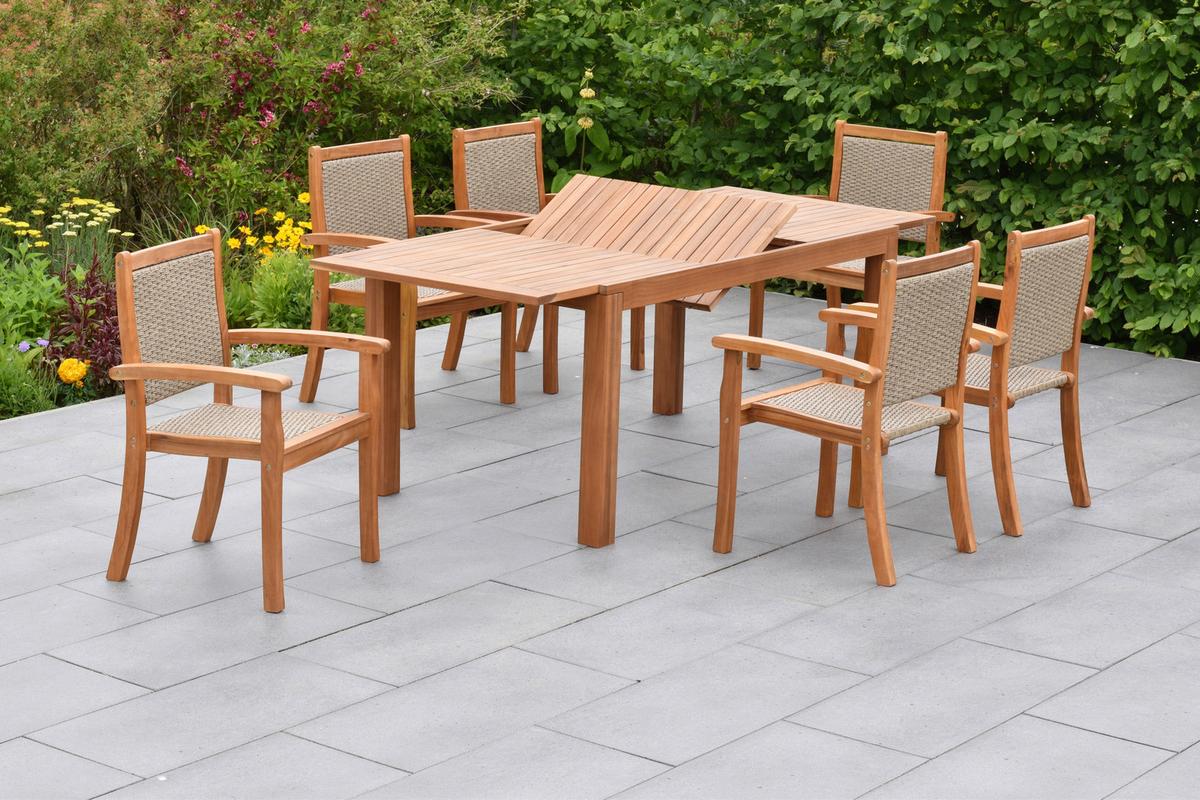 Vrtni Set Castilla, Akacija, 7-Delni - naravne barve, Moderno, umetna masa/les - Gardenson