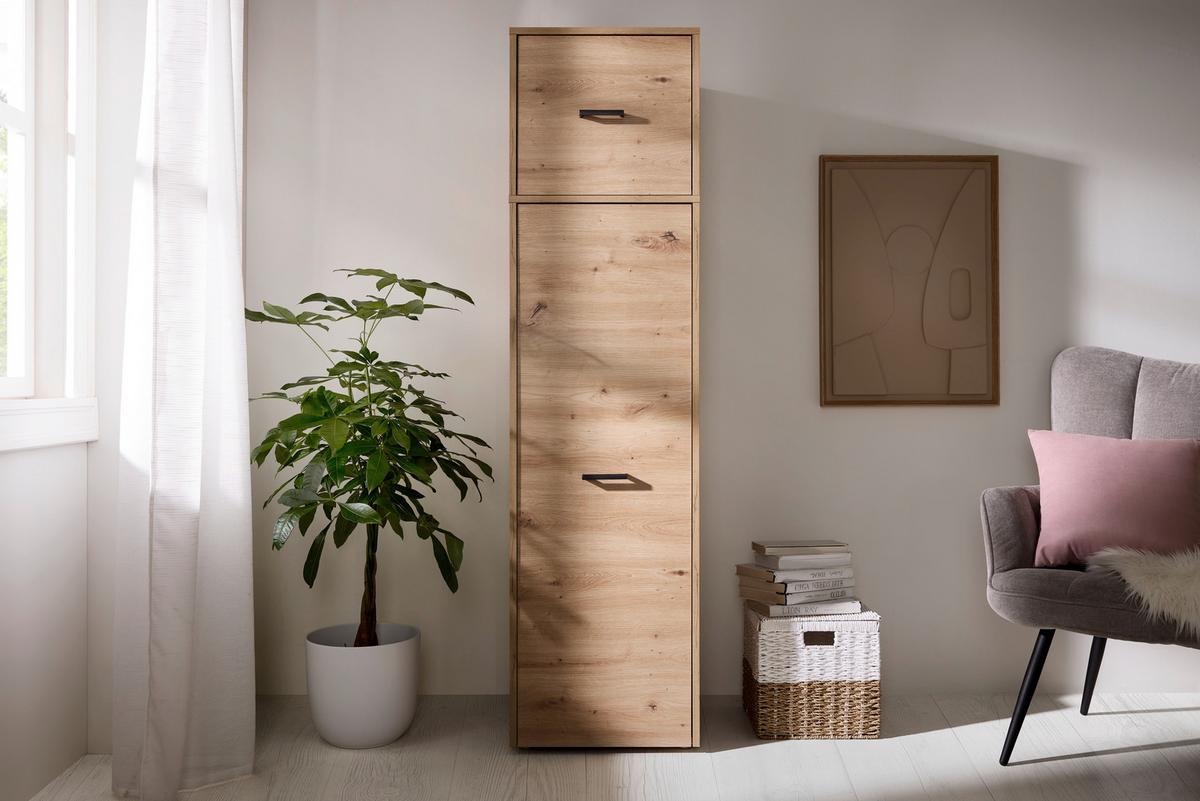 Aufsatzschrank Kivo Eiche Artisan - Schwarz/Eiche Artisan, MODERN, Holzwerkstoff/Kunststoff (45/39,8/52,1cm) - Based