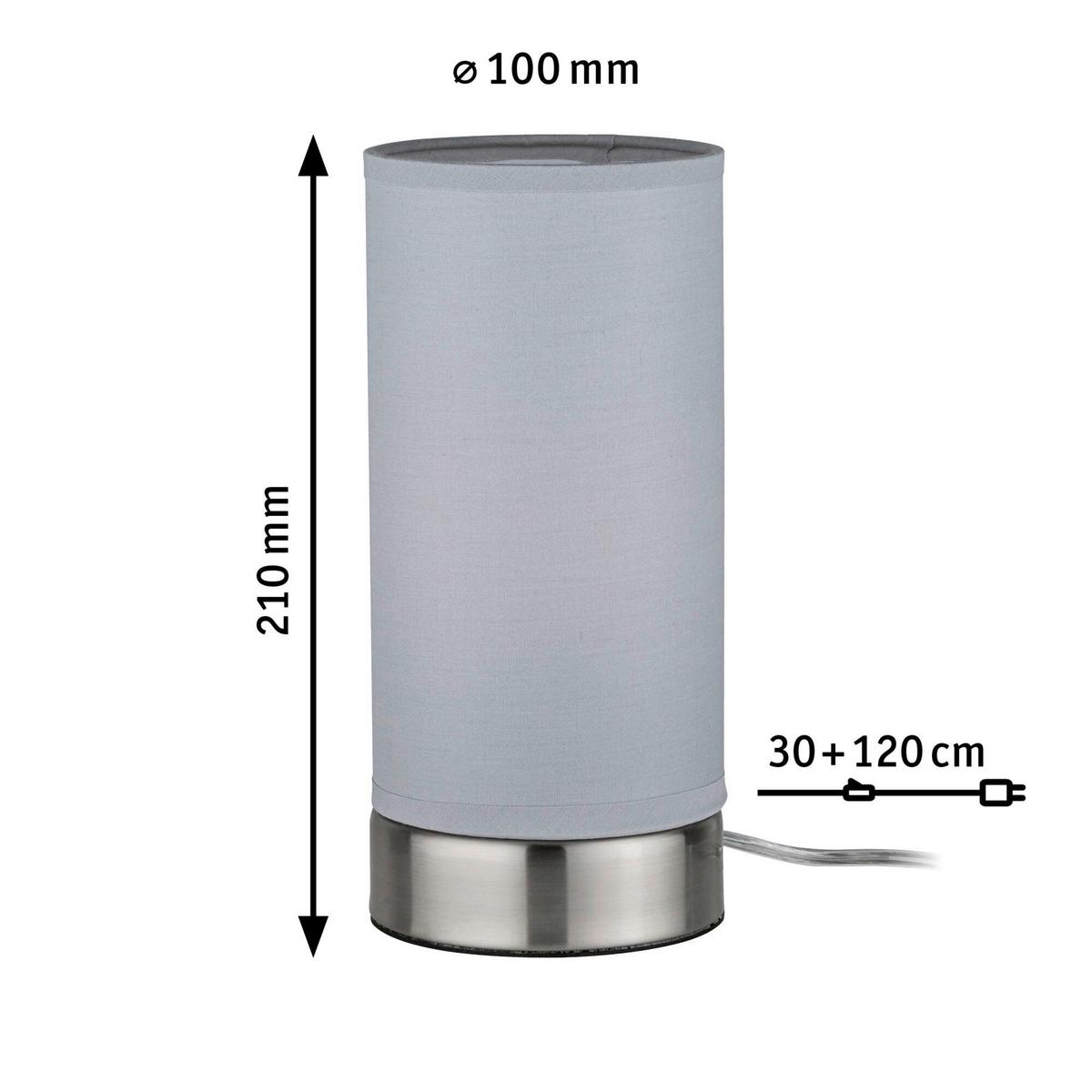 Tischleuchte Pia in Weiß/Silberfarben max. 25 W - Silberfarben/Weiß, Basics, Textil/Metall (10/21cm) - Paulmann