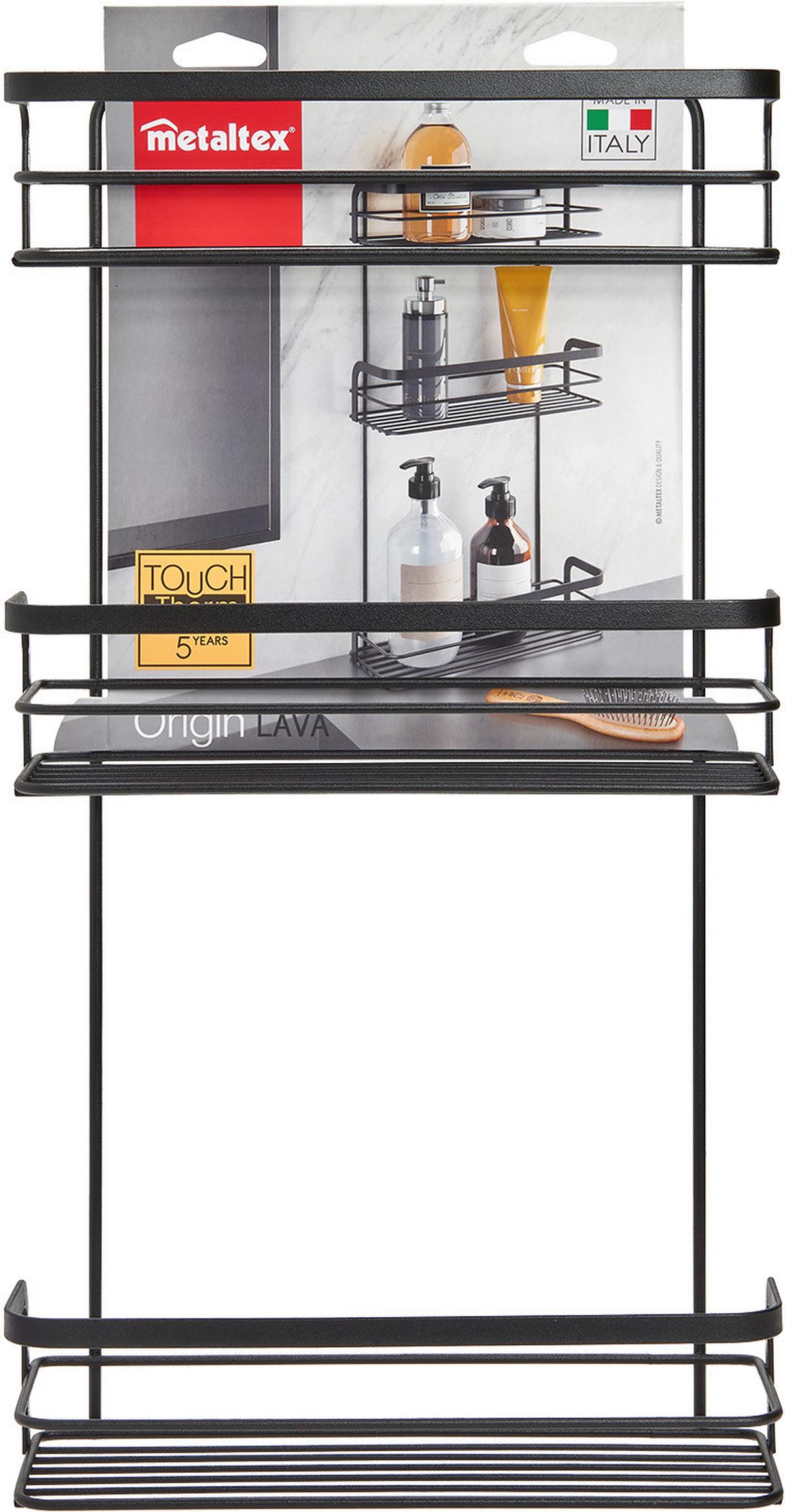 Fürdőszobai Polc Lava Mx401124 - fekete, fém (26/48/10cm) - Metaltex
