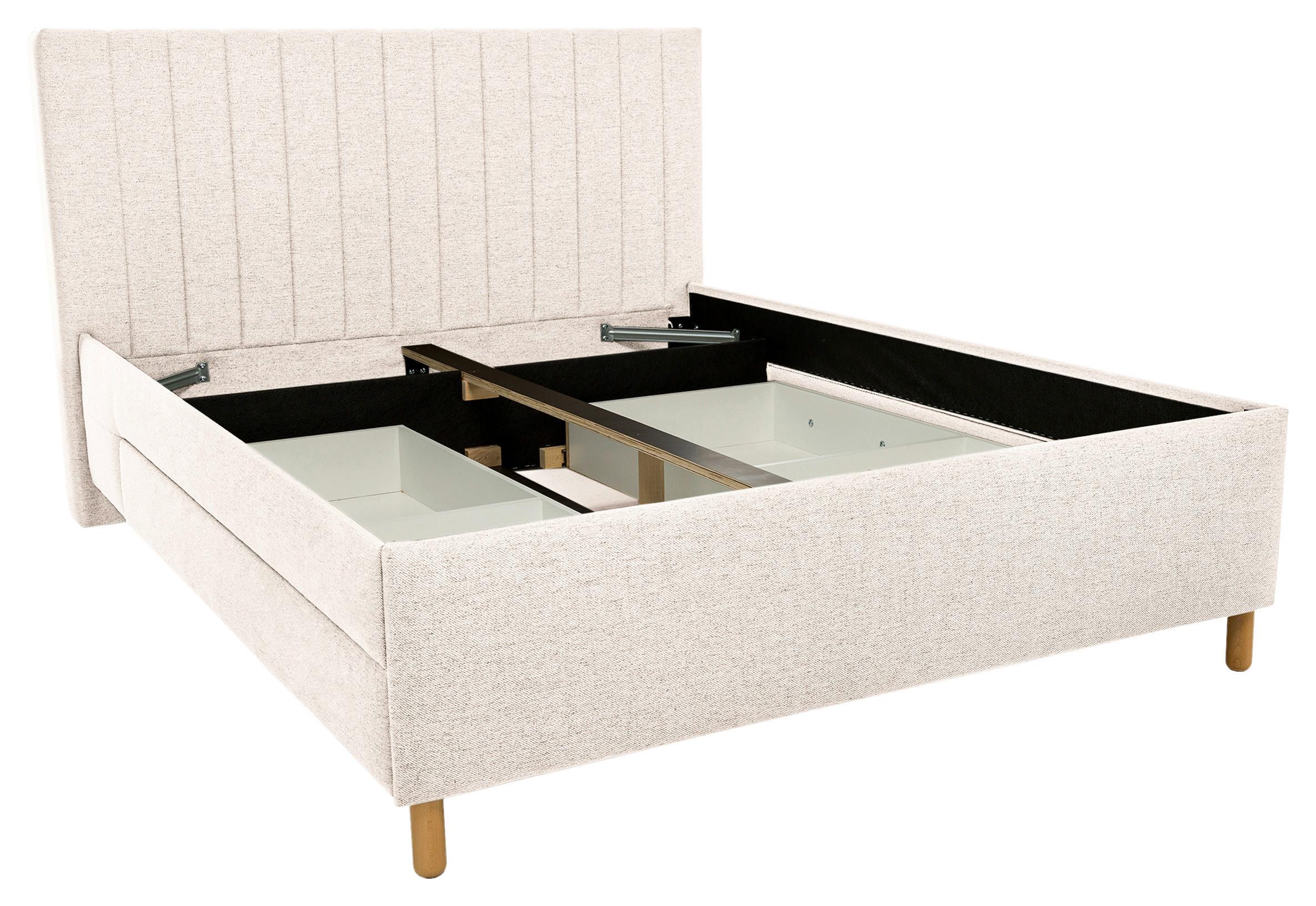 Polsterbett Talio Beige ca. 180x200cm - Eichefarben/Beige, KONVENTIONELL, Holz/Holzwerkstoff (180/200cm) - Mömax
