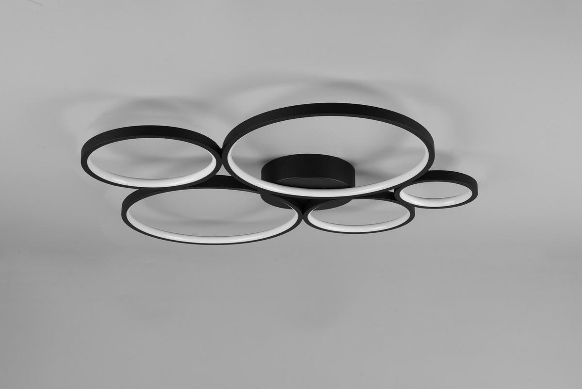 LED-Deckenleuchte Rondo in Schwarz max. 49 Watt - Schwarz, Design, Metall (59/53/5,5cm) - Trio Leuchten