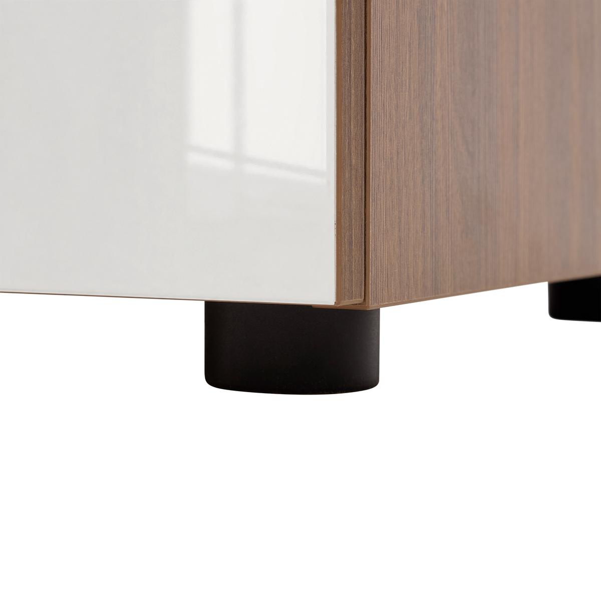 Kommode Siena Weiß/Nussbaumfarben - Silberfarben/Nussbaumfarben, MODERN, Glas/Holzwerkstoff (90/99/40cm) - Mömax