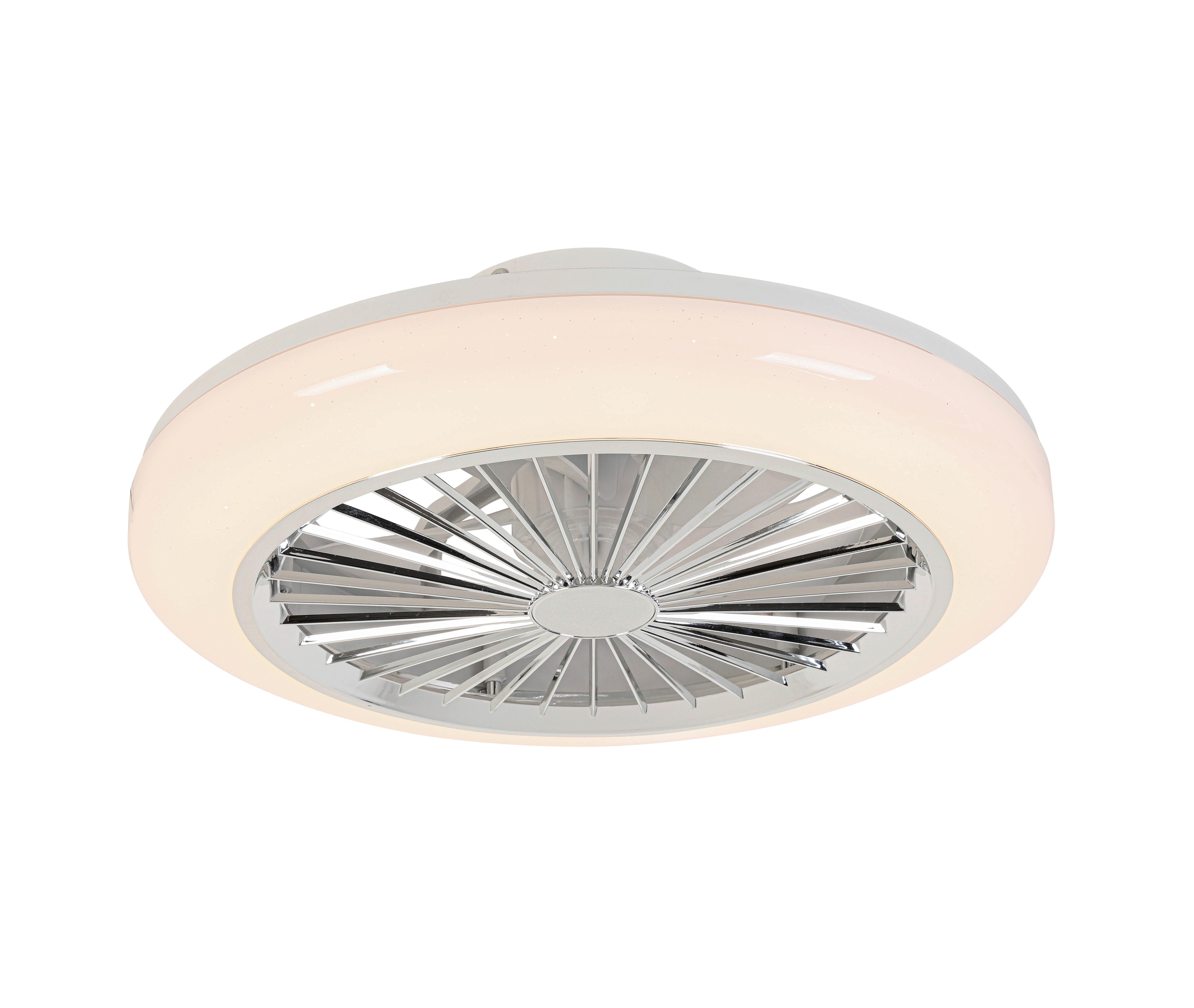 Deckenventilator Tuio Weiß/Chromfarben max. 0,07 W - Chromfarben/Weiß, MODERN, Kunststoff (45/45/16cm) - Mömax