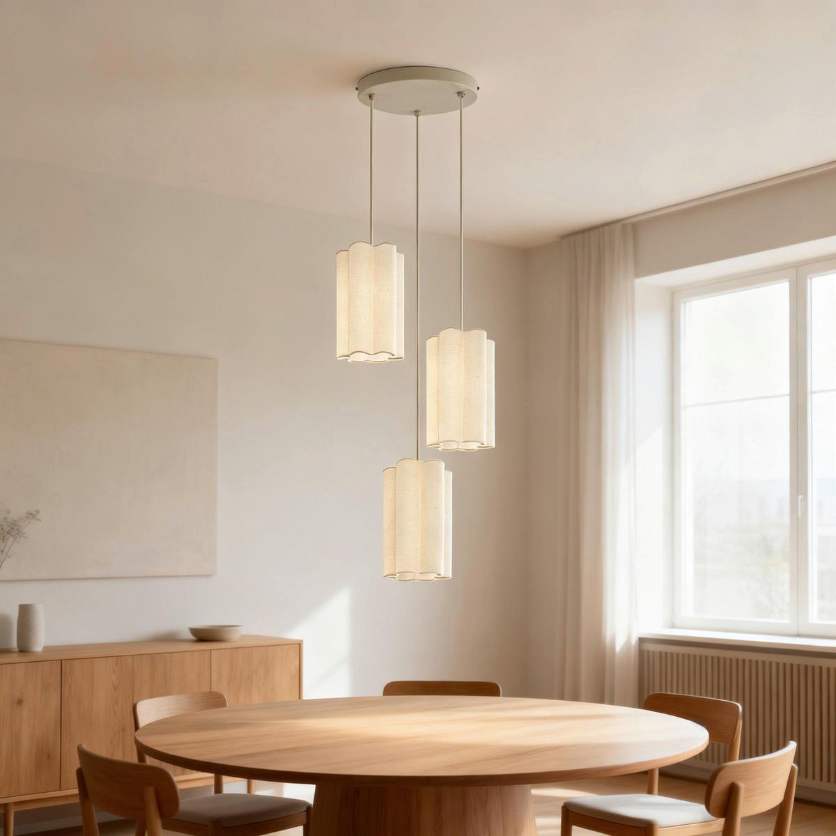 LAMPA WISZĄCA DALMA - beżowy, Trend, tworzywo sztuczne/metal (34/120cm) - Novel