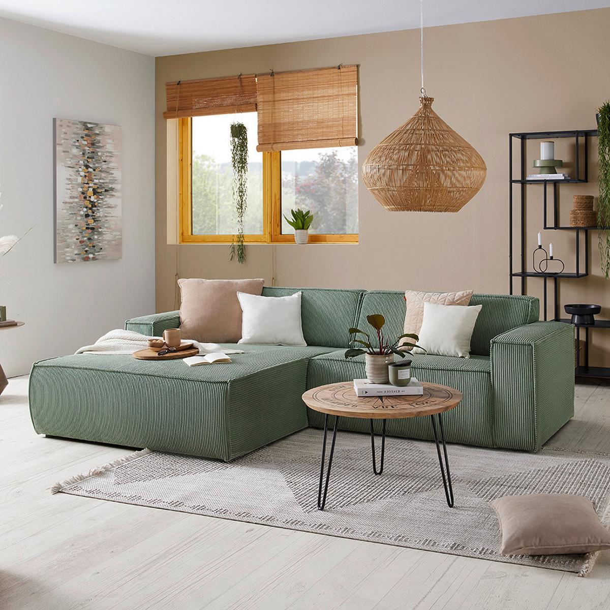 Sedežna Garnitura Loft - črna/svetlo zelena, Moderno, umetna masa/tekstil (172/75/265cm) - Mömax