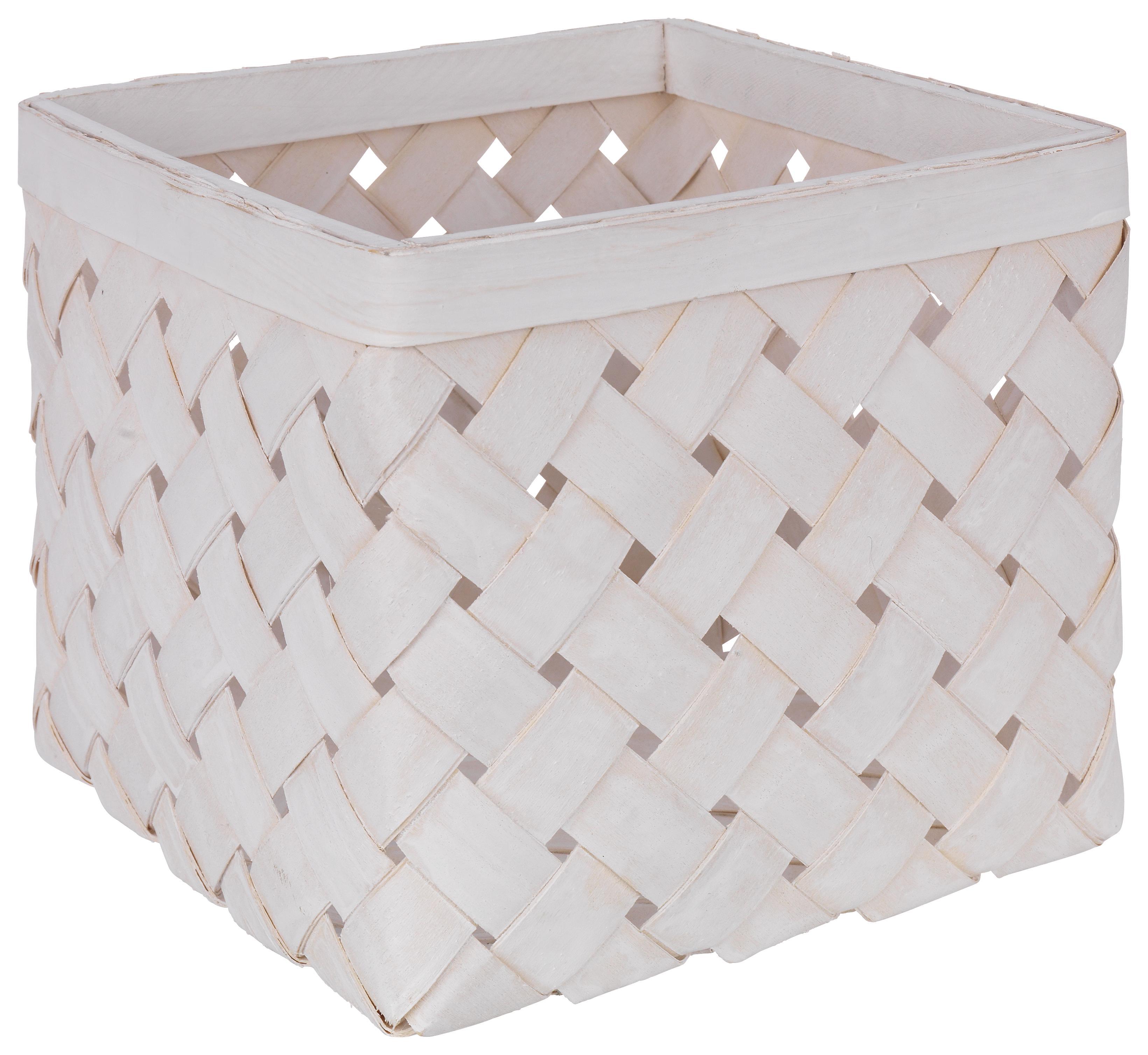 Korb Cubus S Weiß - Hellgrau/Weiß, ROMANTIK / LANDHAUS, Weitere Naturmaterialien (24/24/19cm)