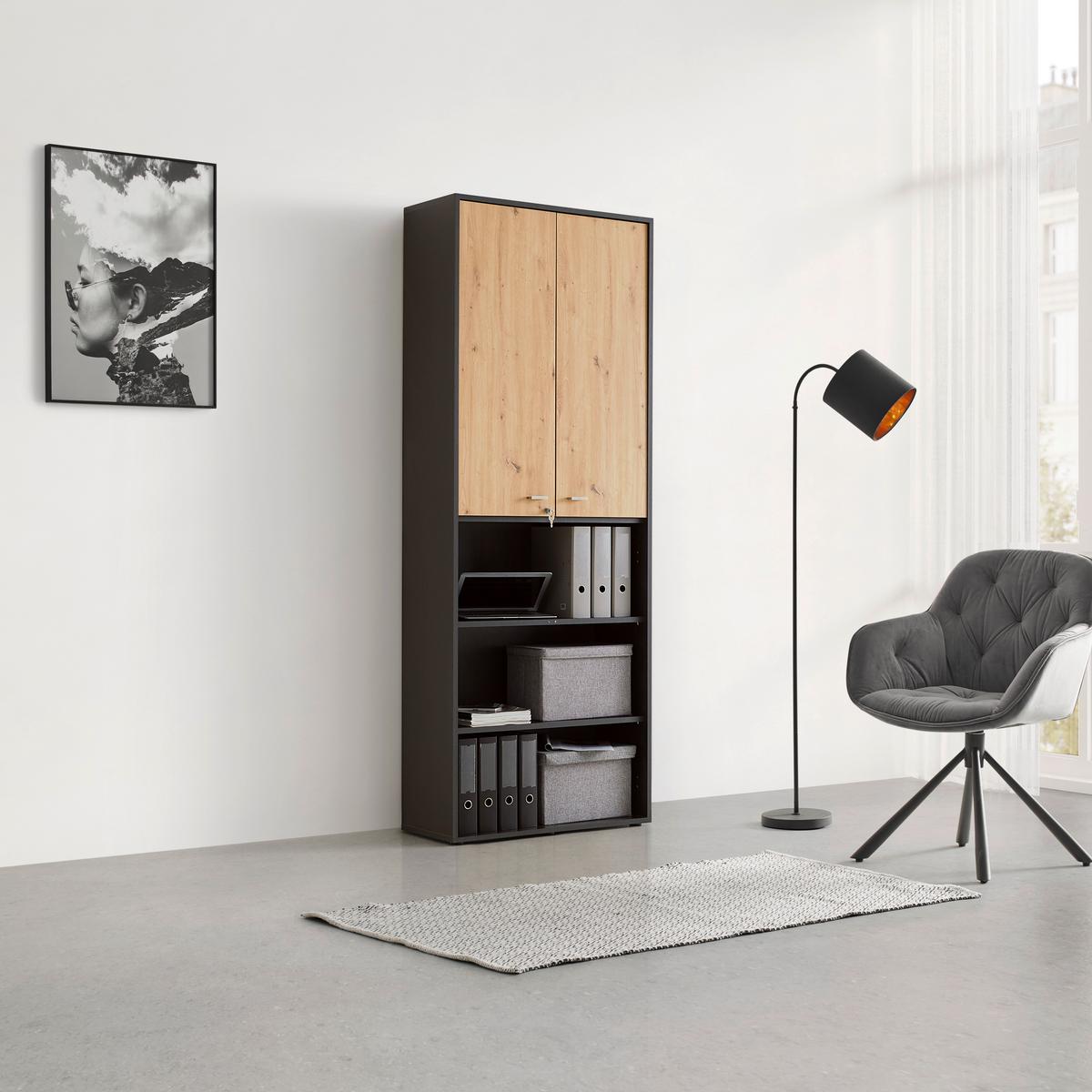 Türenset Mister Office Eiche Artisan - Alufarben/Eiche Artisan, Modern, Holzwerkstoff/Metall (77/104/2cm) - Mömax