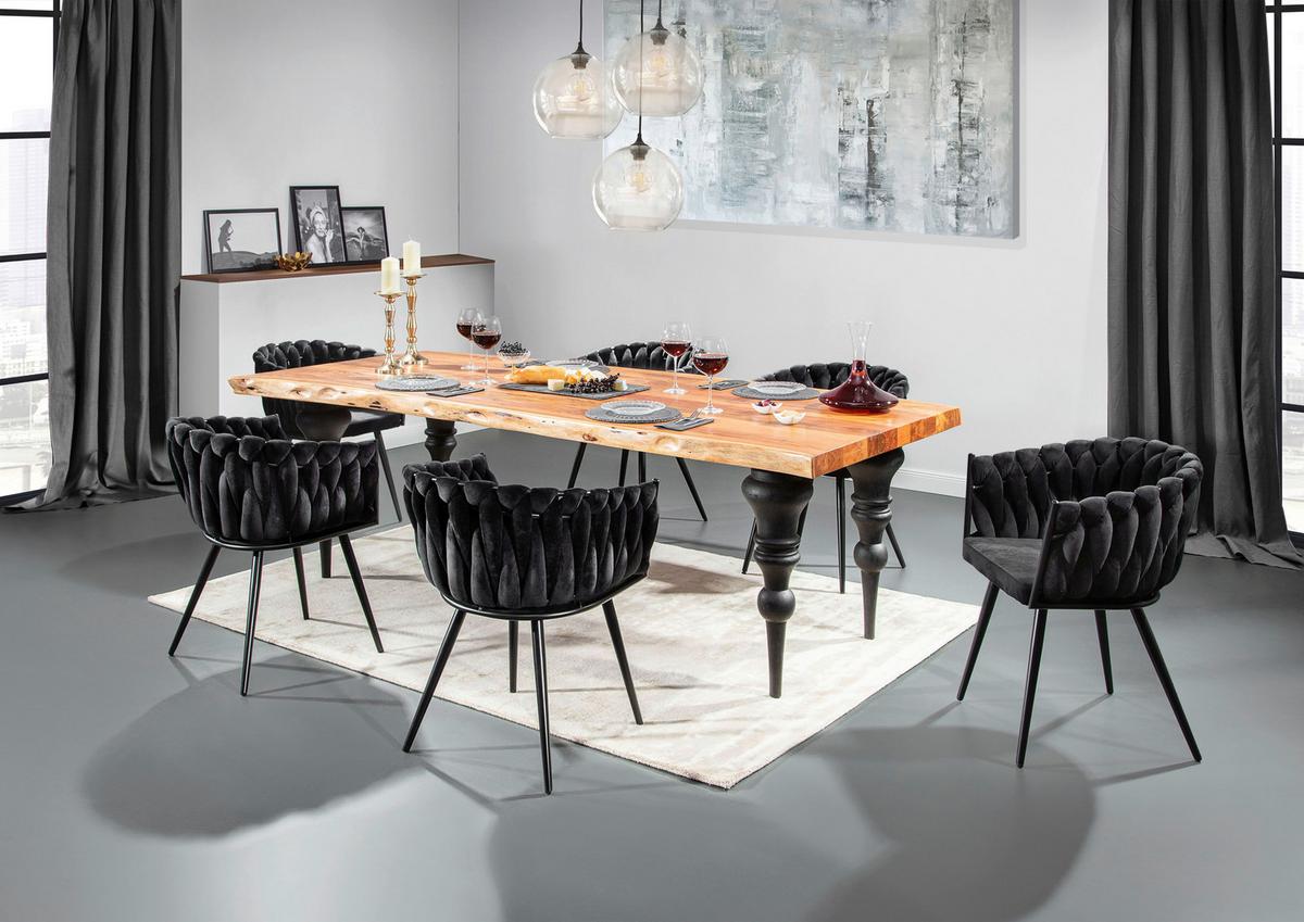 Esstisch in Naturfarben/Schwarz - Schwarz/Naturfarben, Lifestyle, Holz (240/100/76cm) - Zandiara