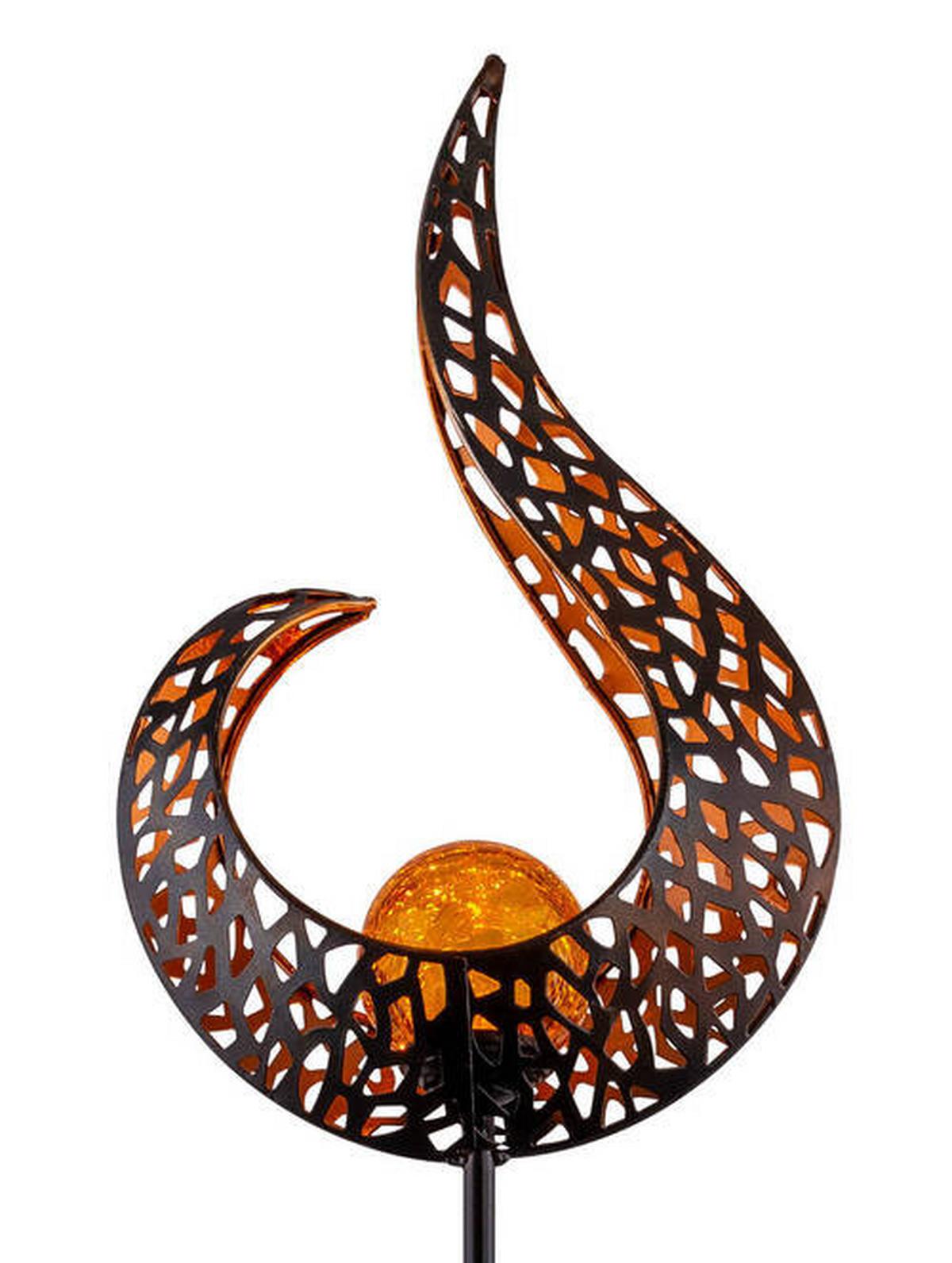 Solarna Svetilka Fuego, S Sijalko - zlate barve/rumena, Design, kovina/steklo (16,5/6,5/90cm) - Globo